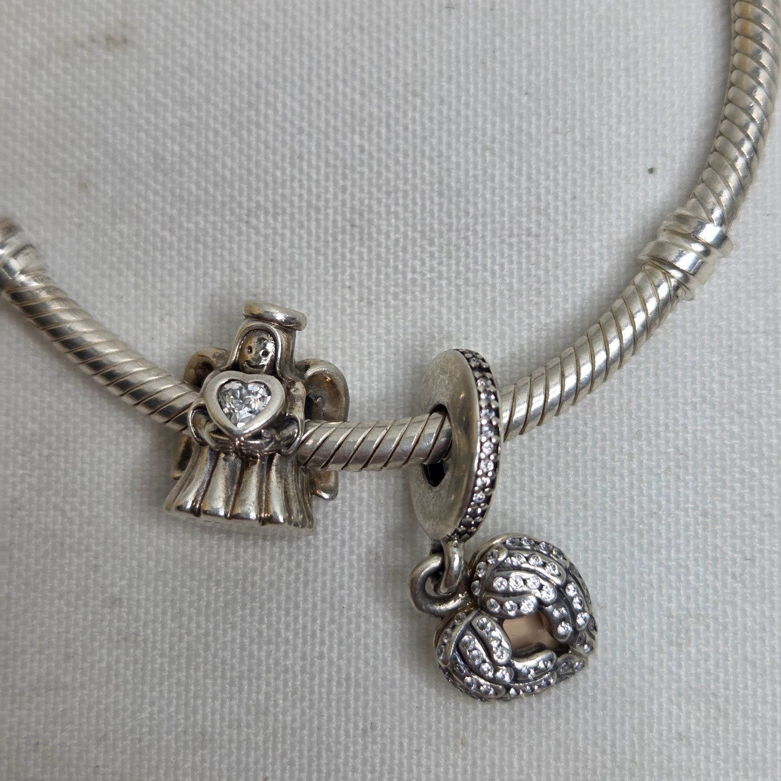 pandora Sterling Silver Pandora Bracelet W/ Angel & Heart Charm Size ONE SIZE - 2 Thumbnail