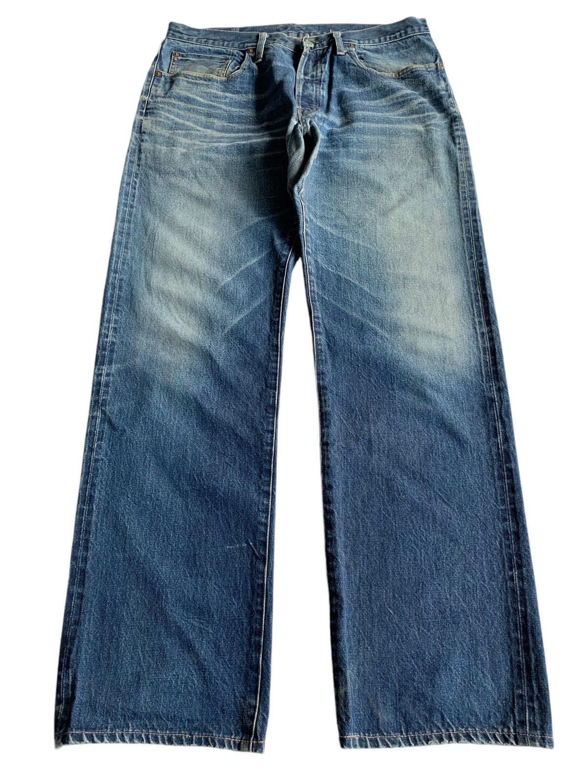 Japanese Brand × Kapital × Vintage Okura Hr Market Japanese Button Fly Selvedge Distressed Size US 34 / EU 50 - 2 Thumbnail