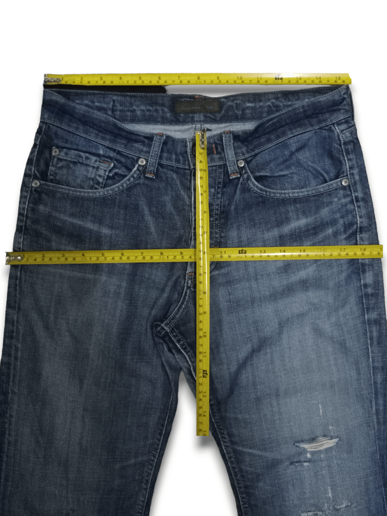 Other Vintage James Cured Blue Wash Distressed Flare Jeans Size US 31 - 11 Thumbnail