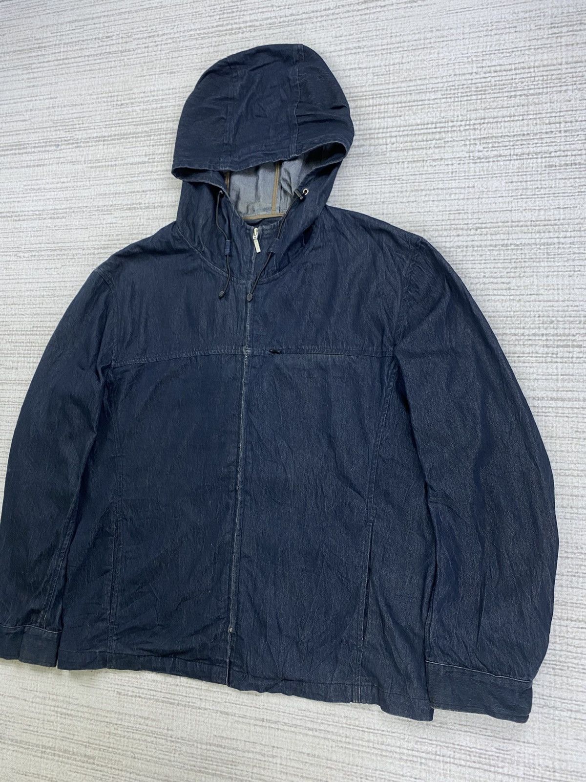 Yohji Yamamoto Vintage D’Homme Yohji Yamamoto Hoodie Denim Jacket Size US L / EU 52-54 / 3 - 4 Thumbnail