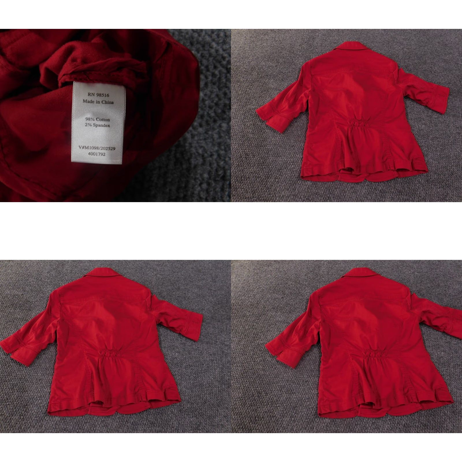 Coldwater Creek Coldwater Creek Jacket Womens Small Button Up 3/4 Sleeve Cotton Blend Pockets Red Solid Twill Vintage No Womens Menus Size S / US 4 / IT 40 - 8 Thumbnail