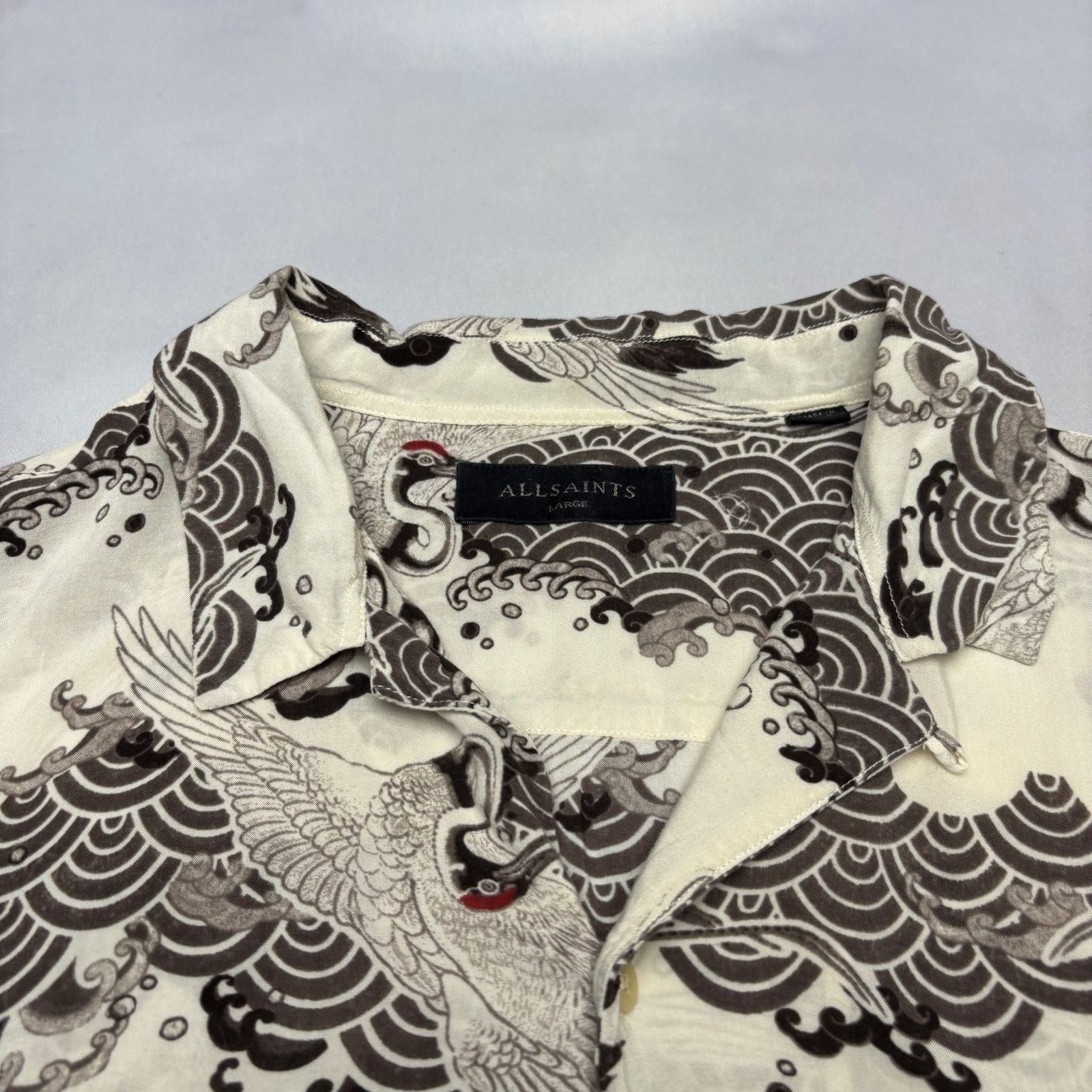 Allsaints Allsaints Crane SS Button Up Shirt Men's Large Loop Collar Size US L / EU 52-54 / 3 - 3 Thumbnail
