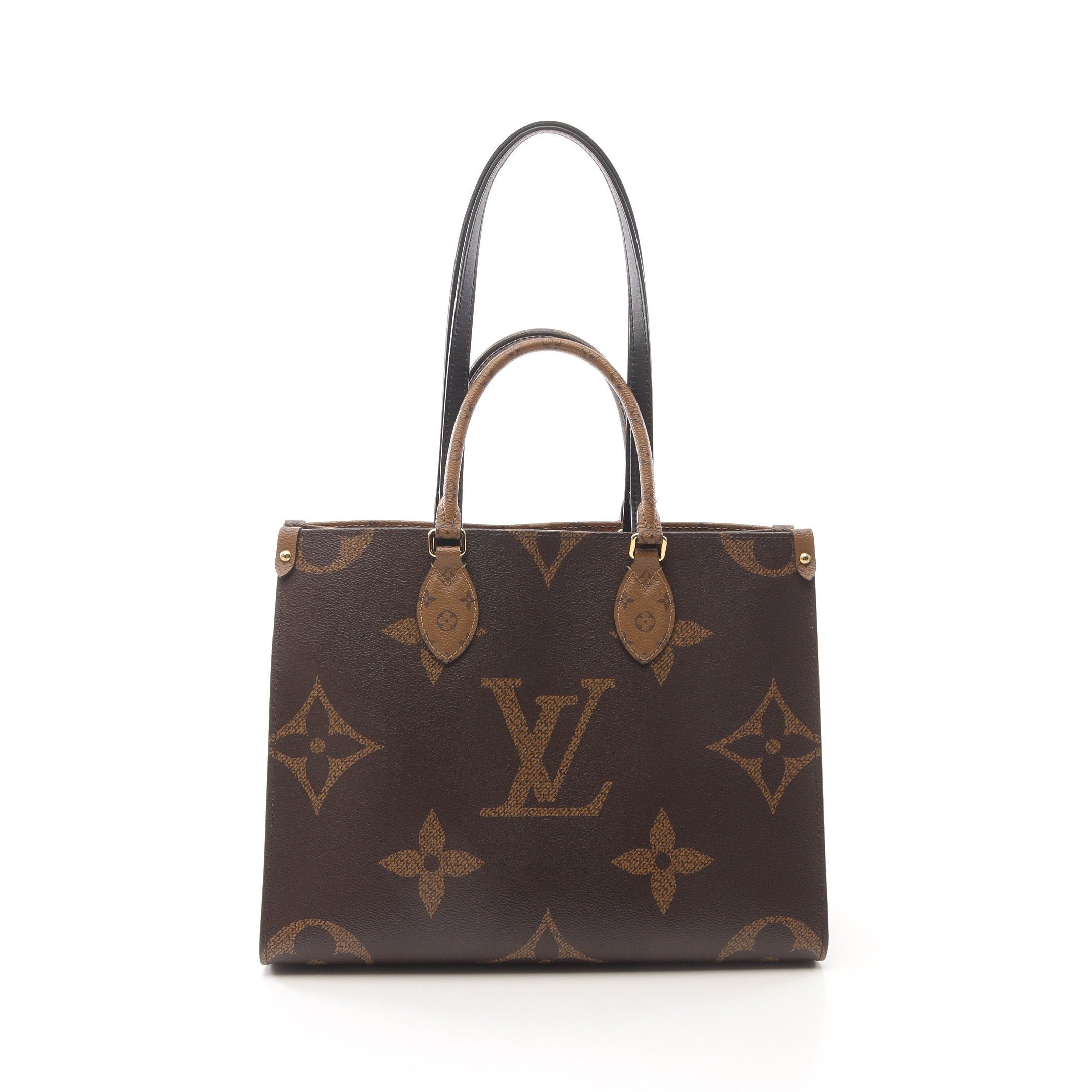 Louis Vuitton Louis Vuitton On-The-Go Mm Monogram Giant Reverse Shoulder Bag Tote Leather Brown Beige Size ONE SIZE - 1 Thumbnail