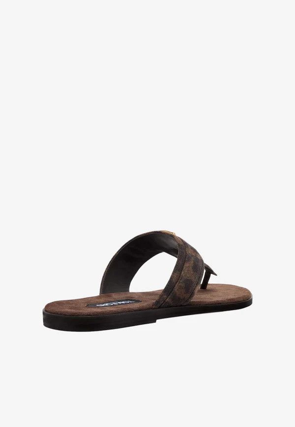 Tom Ford o1loc1c0824 J1382 Informal Suede Logo Sandals in Brown Size US 12 / EU 45 - 3 Thumbnail