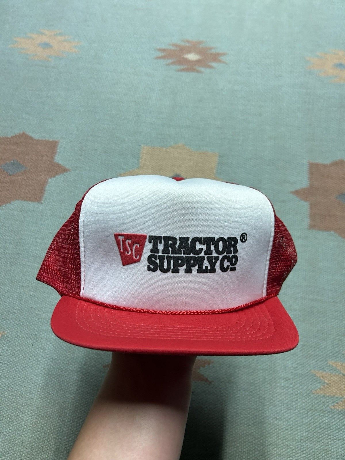 Vintage Vtg trucker hat tractor supply co TSC farm red white 2 tone Size ONE SIZE - 2 Thumbnail
