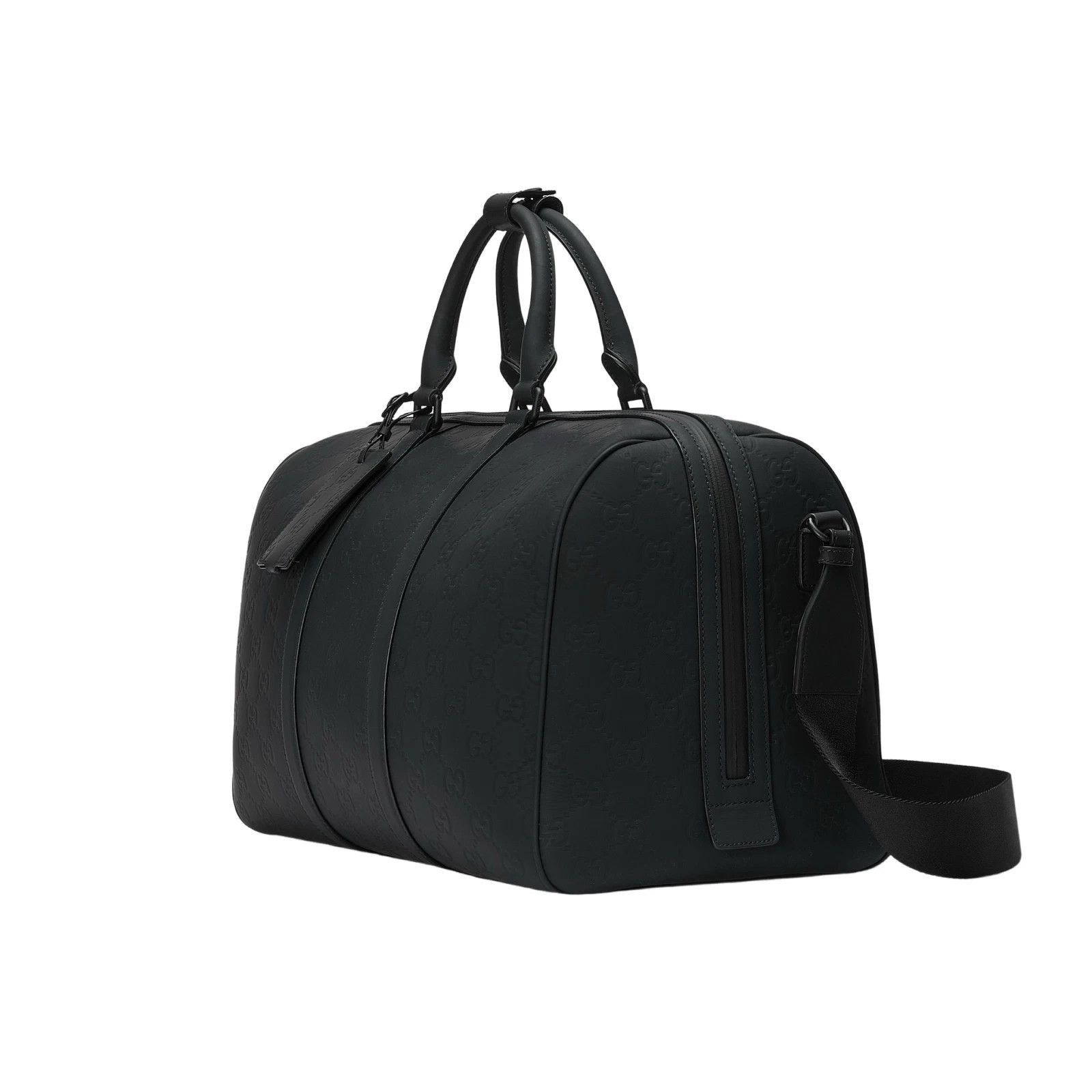 Gucci GUCCI Black GG Rubber-Effect Leather Medium Duffle Bag Size ONE SIZE - 2 Thumbnail