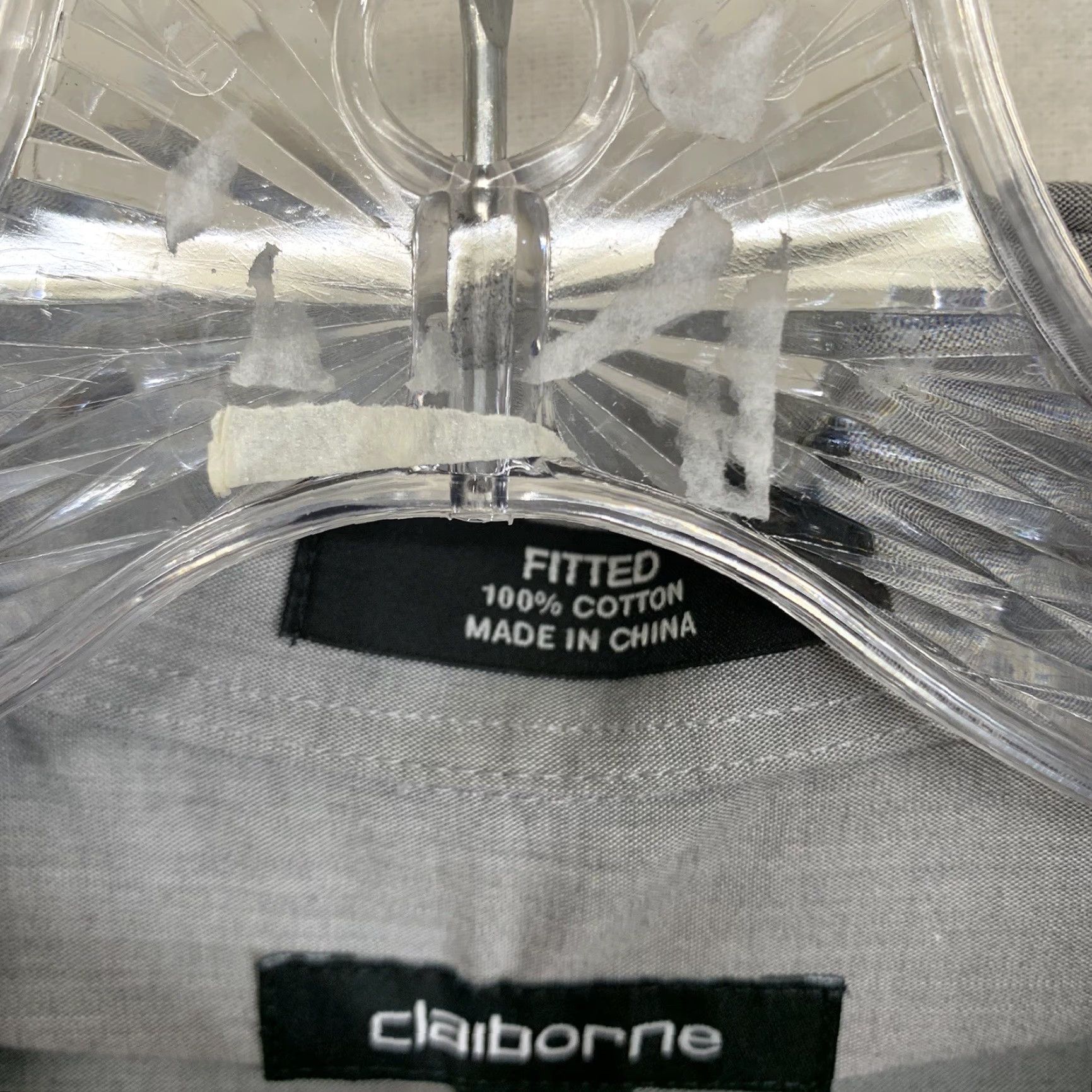 Liz Claiborne Claiborne Men's Slim Fit Button-Up Long Sleeve Shirt, Gray, Size 15.5, Wrinkle-Free Cotton, Business Casual Size US M / EU 48-50 / 2 - 6 Thumbnail