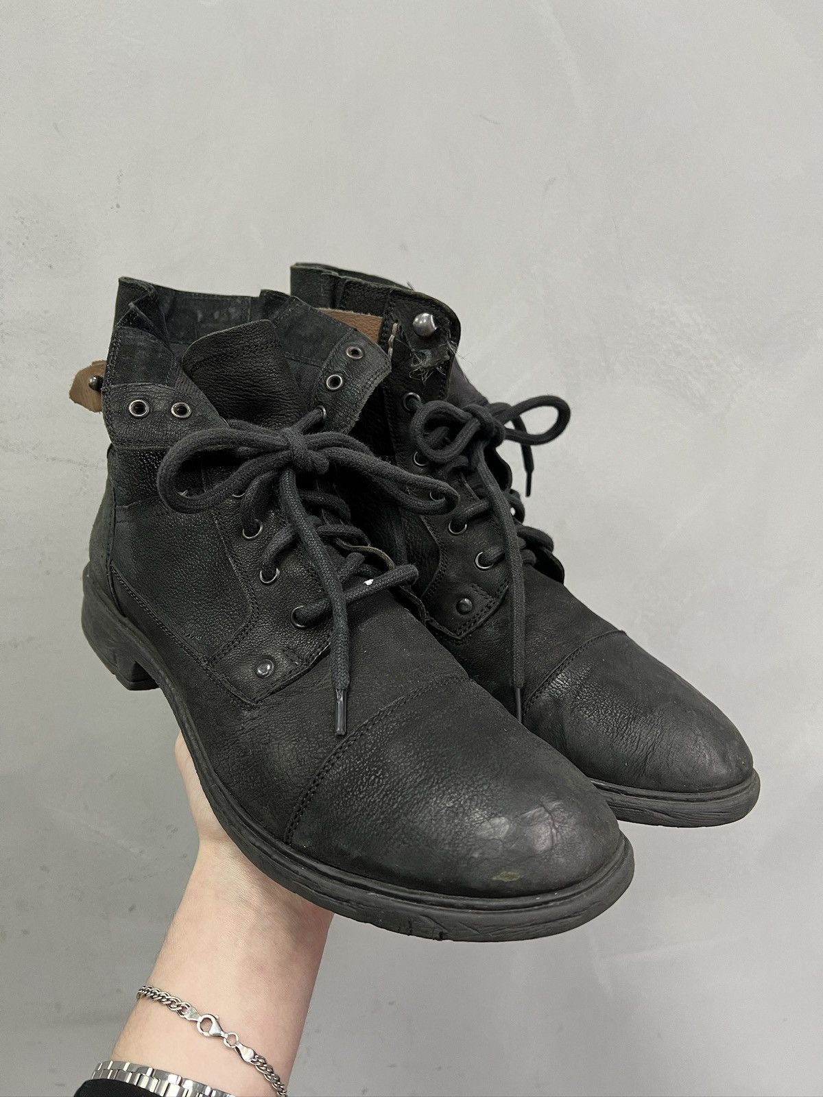 Hedi Slimane Hedi Slimane style leather ankle combat boots y2k Size US 8 / EU 41 - 1 Thumbnail