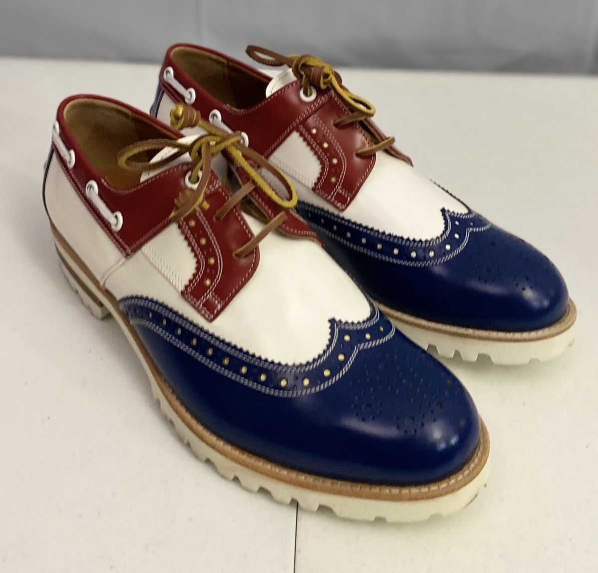 Dsquared2 Dsquared2 🇮🇹 R/W/B Leather Handmade Brogue Boat Shoes 8.5 NEW Size US 8.5 / EU 41-42 - 18 Thumbnail