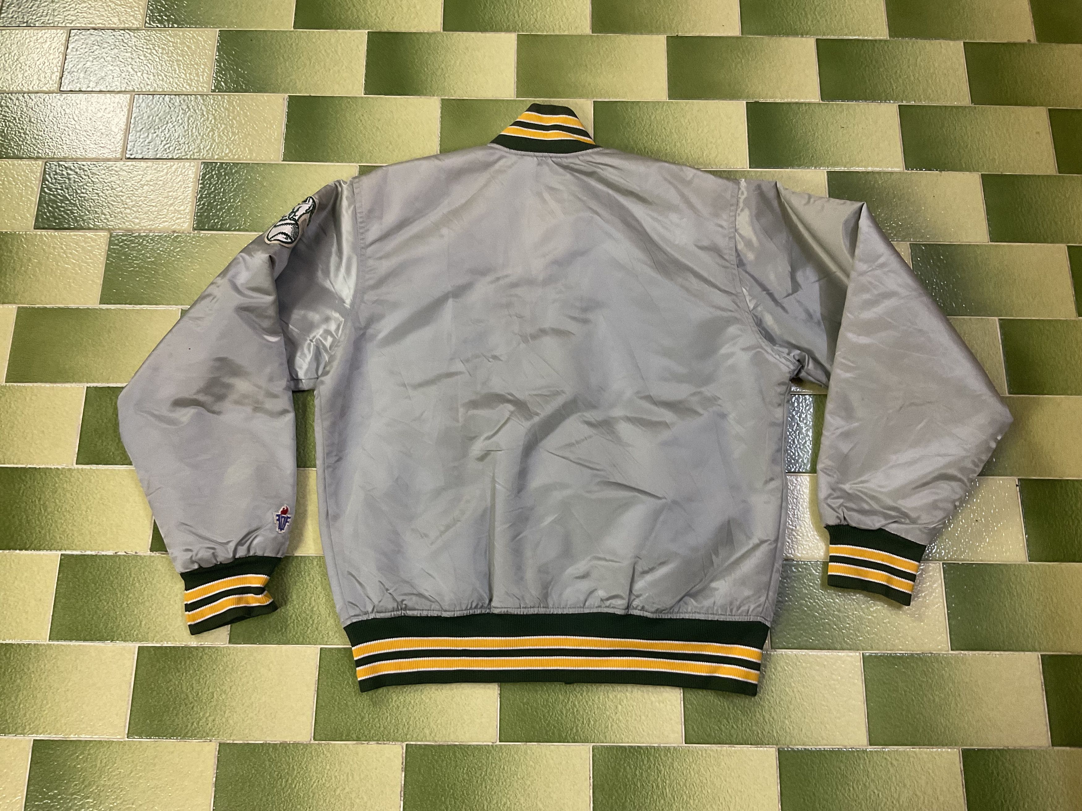MLB Vintage 90s MLB Oakland Athletics Silver Satin Bomber Jacket Size US M / EU 48-50 / 2 - 2 Thumbnail