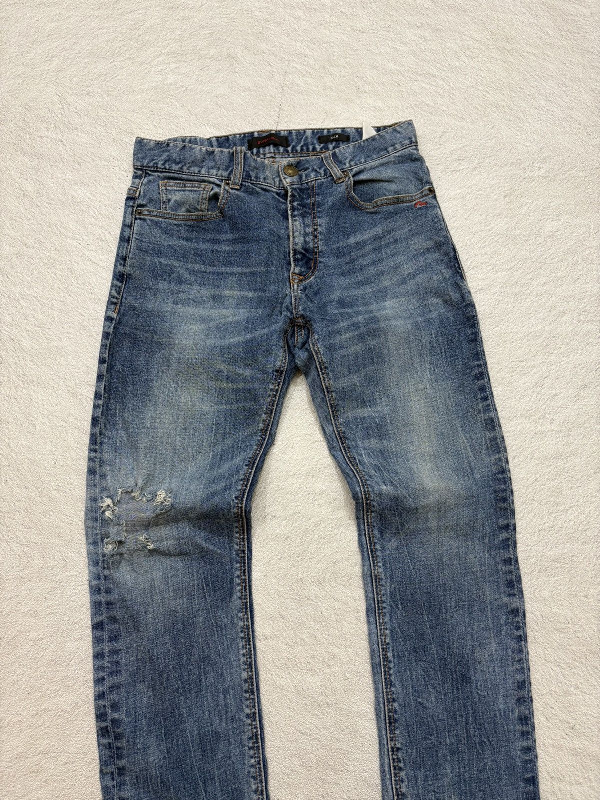 Japanese Brand 00s Evisu Archival Mudwash Denim Distressed Y2K slim fit Size US 29 - 2 Thumbnail