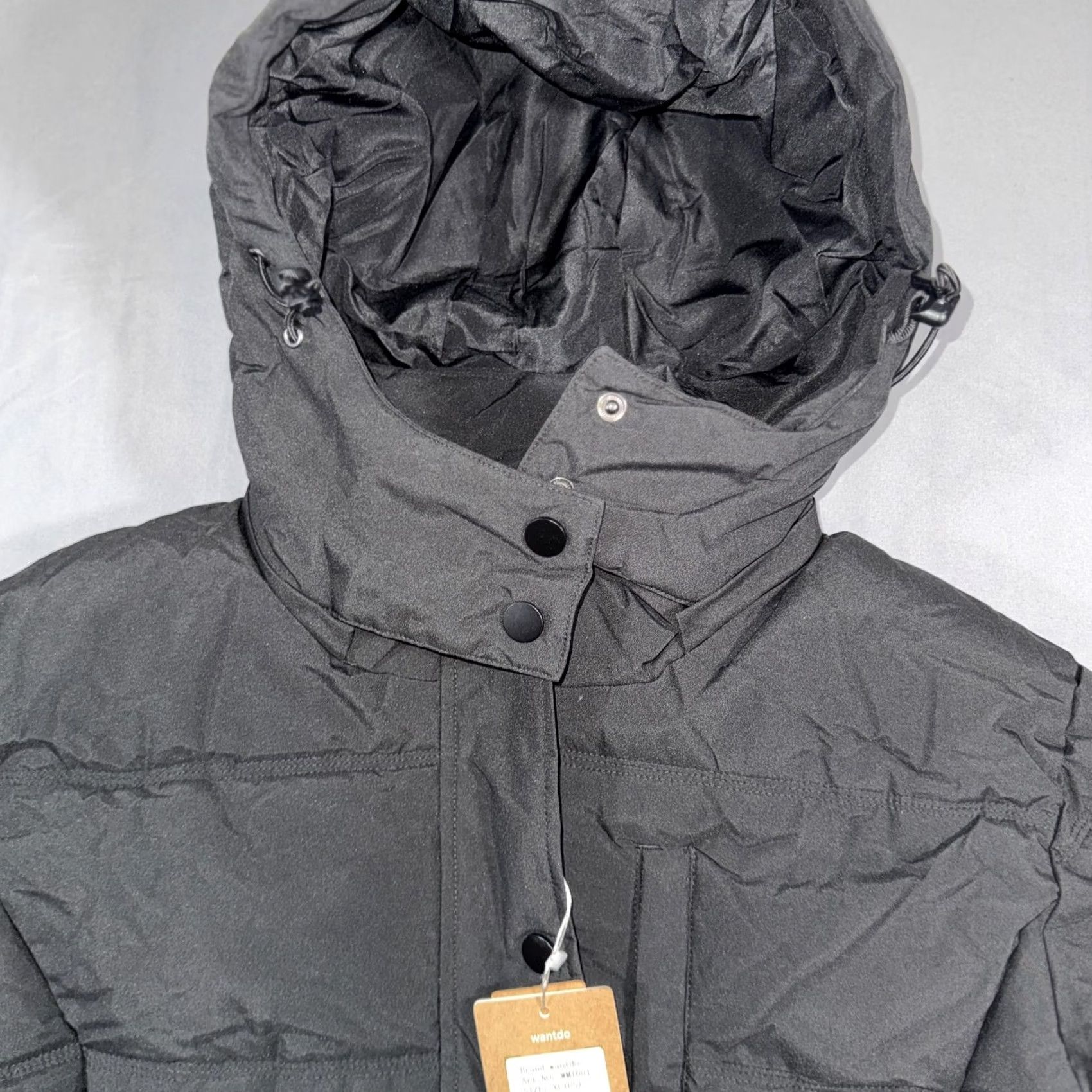 Vintage Wantdo Coat Women’s XL Black Hooded Puffer Zip Parka Insulated Winter Jacket Size XL / US 12-14 / IT 48-50 - 3 Thumbnail