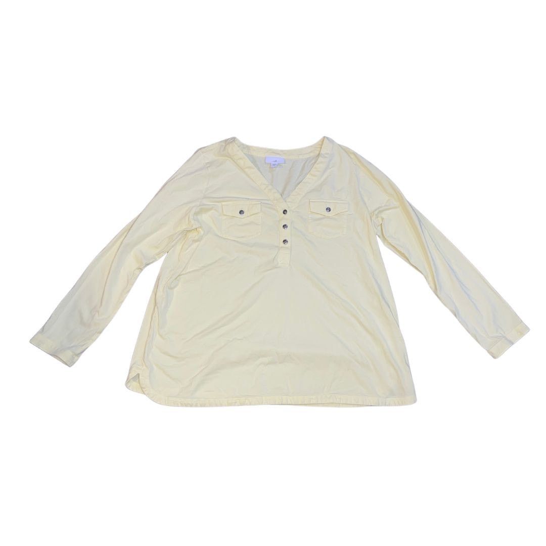 J. Jill Long Long Sleeve V-Neck Henley Butter Yellow Blouse SZ MP Size M / US 6-8 / IT 42-44 - 1 Thumbnail