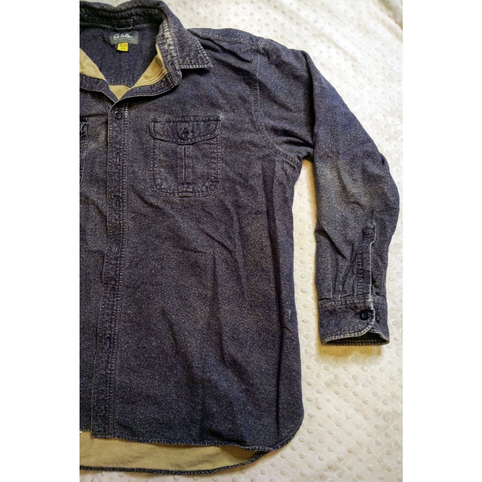 Vintage Cabela's Shirt Mens 3XL Tall Long Sleeve Button Front Pockets Heavy Navy Blue Size US XXL / EU 58 / 5 - 2 Thumbnail