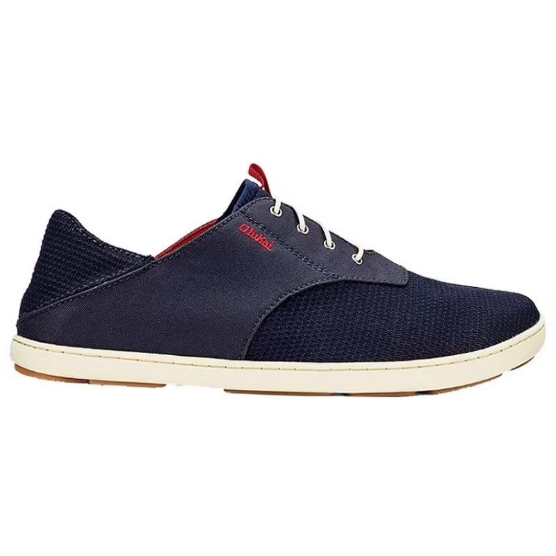 OluKai Nohea Moku No Tie Boat Shoes Slip On Flat Navy Red 14