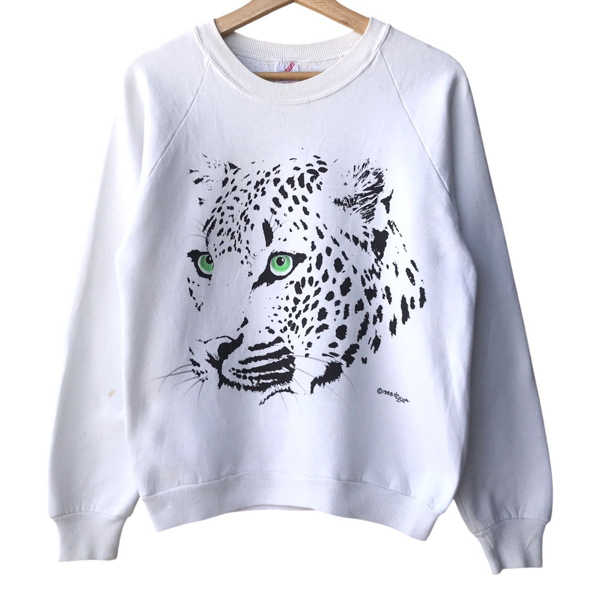 Jerzees × Vintage Dloya Vintage 1980s Leopard Painting Art Sweatshirt Size US M / EU 48-50 / 2 - 1 Thumbnail