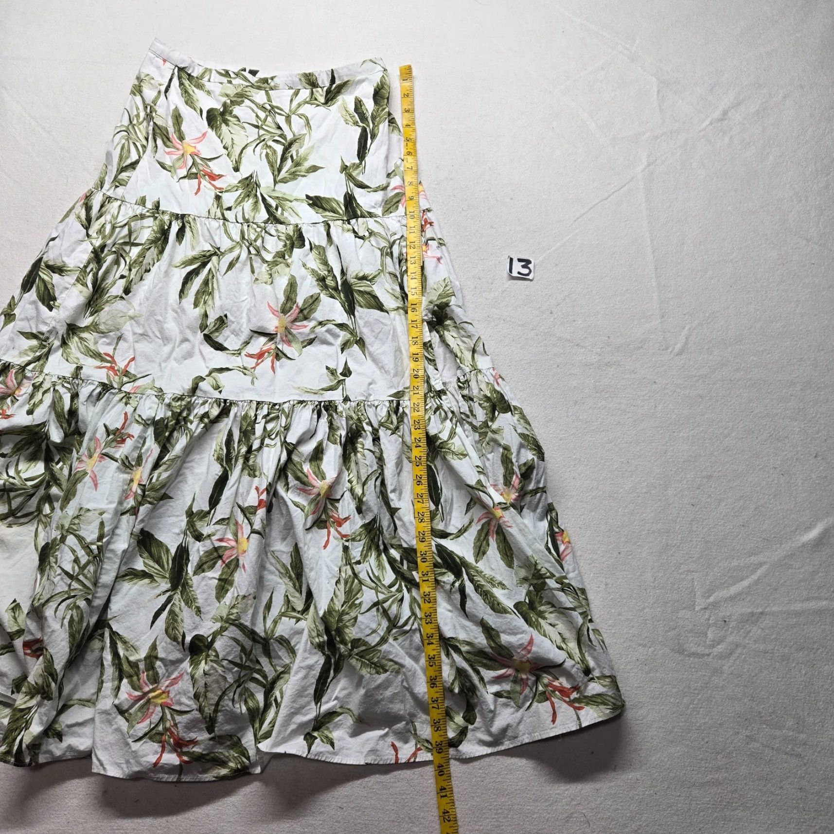 Vintage WAYF Floral Long Skirt Elastic Waist A-Line Casual Women M White Cotton Blend Polyester Skirt Spring Summer Womens Size 32" / US 10 / IT 46 - 7 Thumbnail