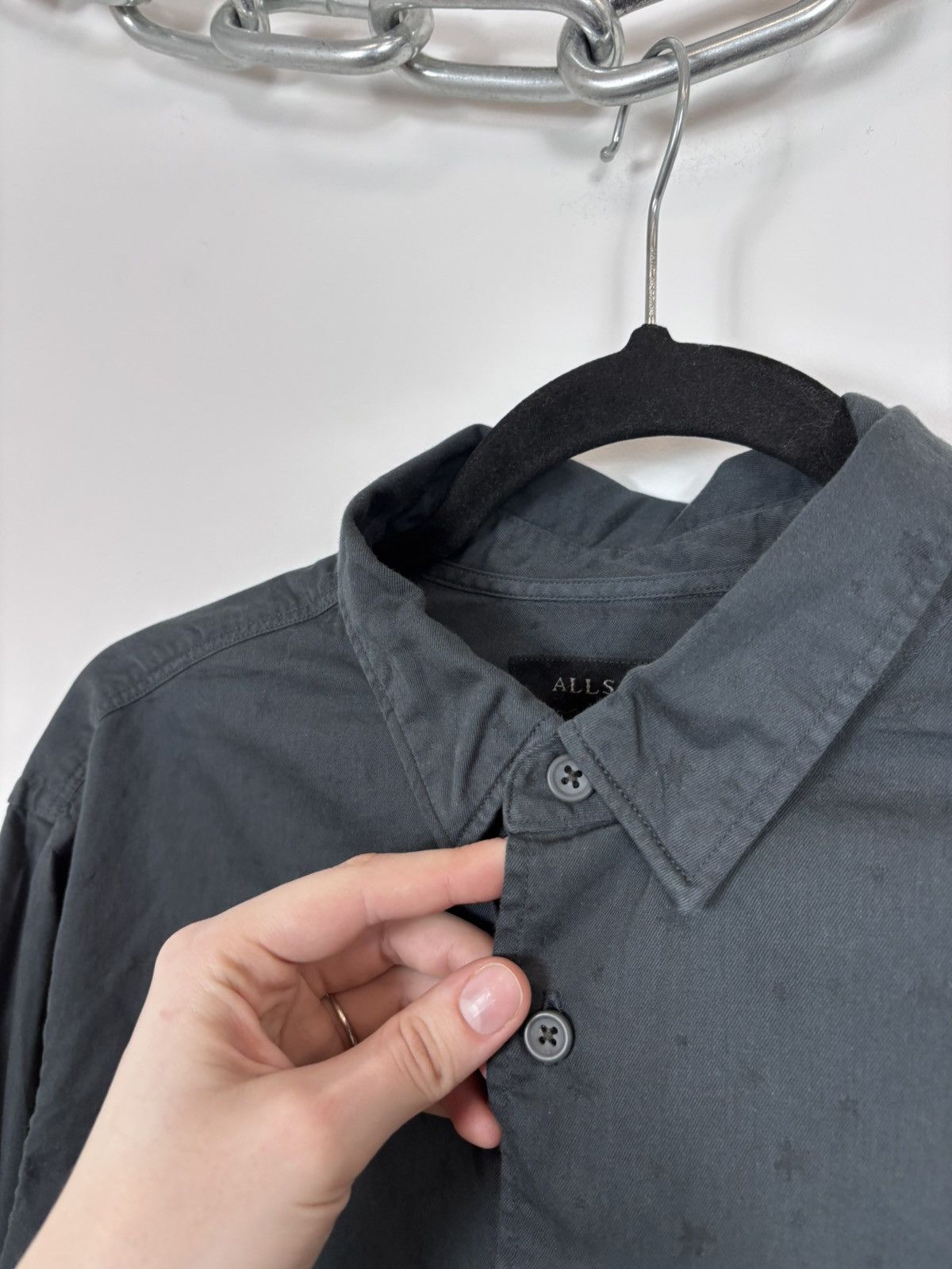 Allsaints AllSaints Cosmo LS Men’s Long Sleeve Shirt Button Up Grey Size US M / EU 48-50 / 2 - 5 Thumbnail