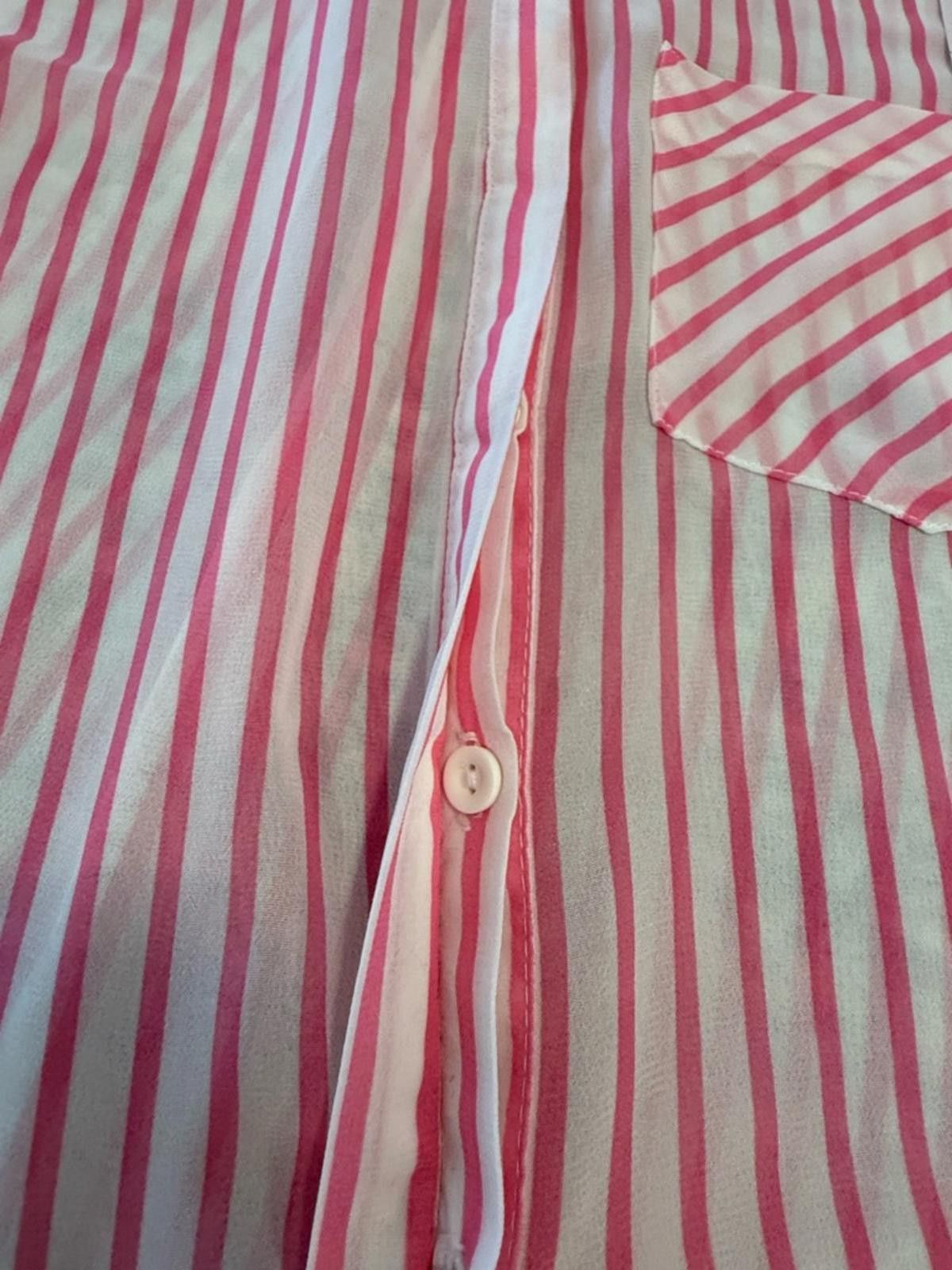 Other Timing crop top pink white stripe sheer short sleeve SZ M Size M / US 6-8 / IT 42-44 - 6 Thumbnail