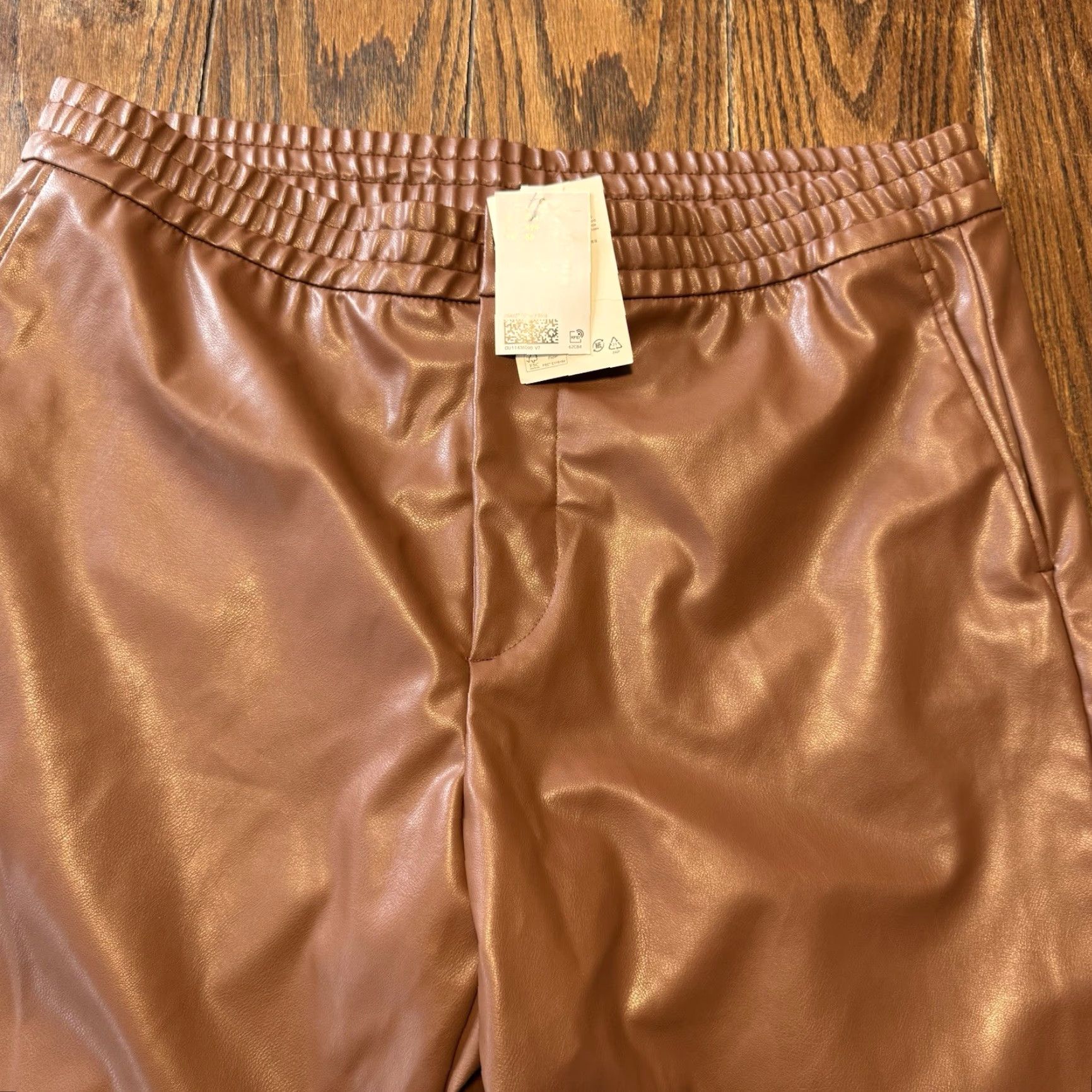 H&M H&M Vegan Leather Pants High Rise Straight Leg Relaxed Fit Brown Size 42 NEW Size 28" / US 6 / IT 42 - 3 Thumbnail