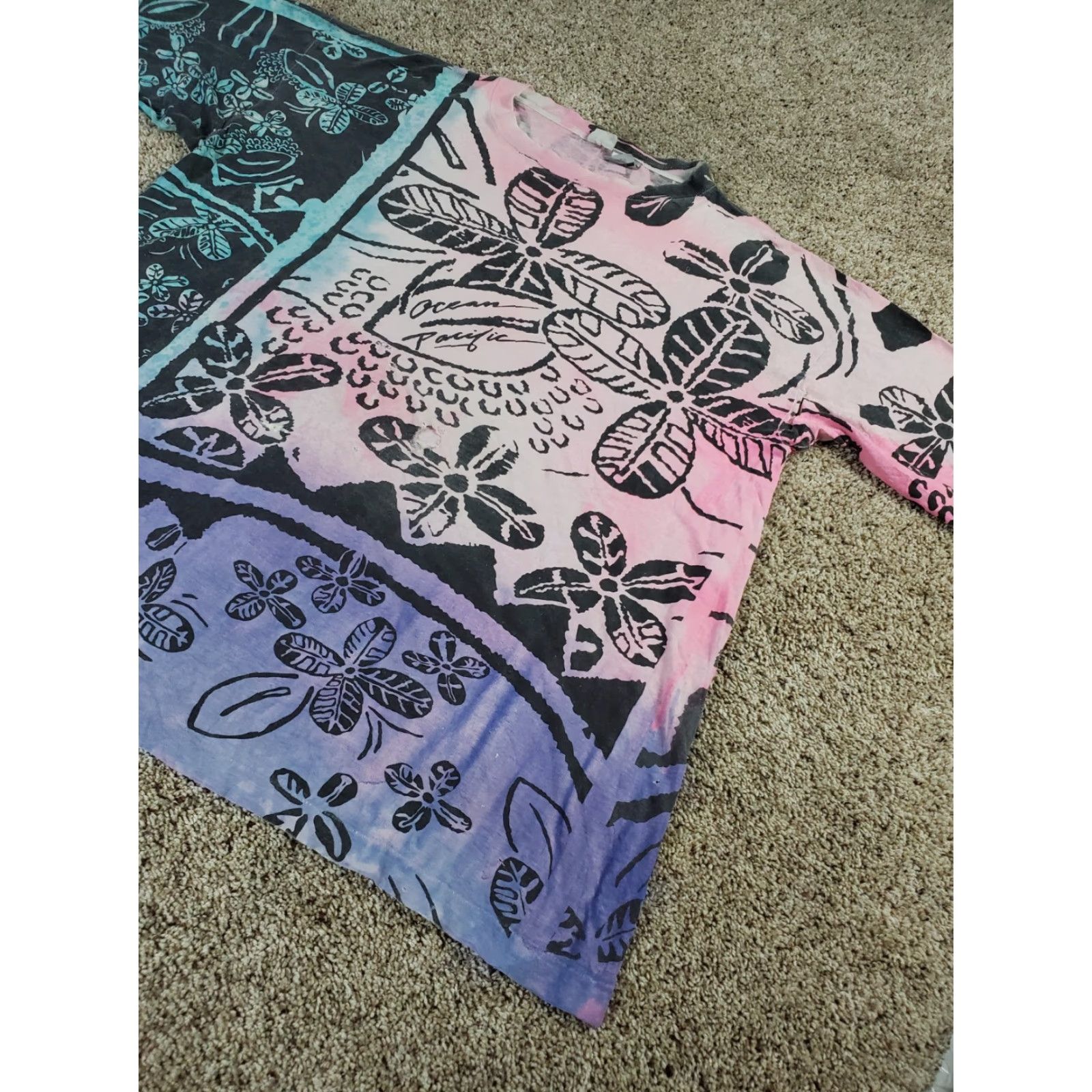 Ocean Pacific VINTAGE Ocean Pacific T Shirt XL Floral 90s Mens Distressed Beach Shirt Size US XL / EU 56 / 4 - 2 Thumbnail