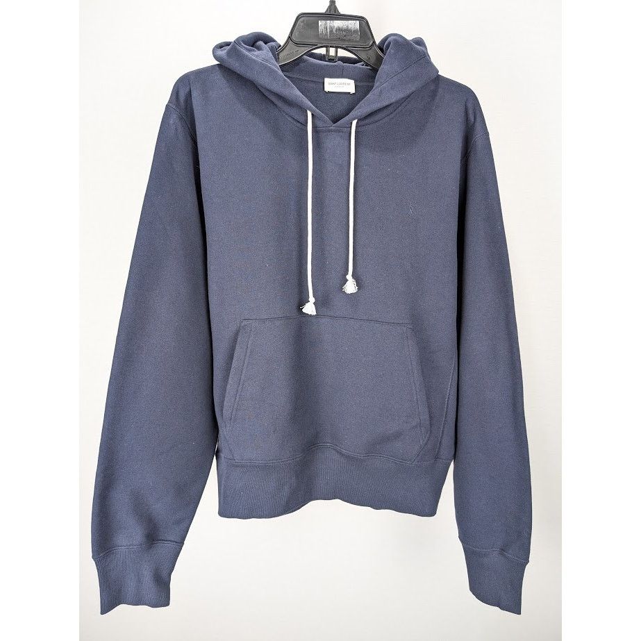 Saint Laurent Paris o1rshd1 Molleton Doux Gots Hoodie In Marine Size US M / EU 48-50 / 2 - 2 Thumbnail