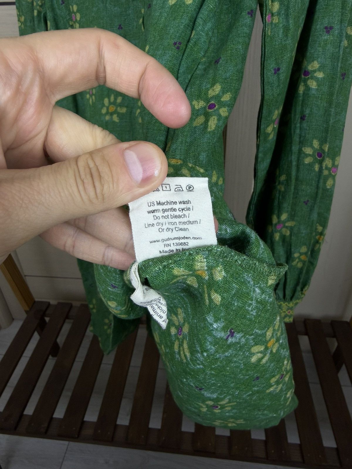 Gudrun Sjoden gudrun sjöden green linen flower print tunic blouses shirt Size M / US 6-8 / IT 42-44 - 11 Thumbnail