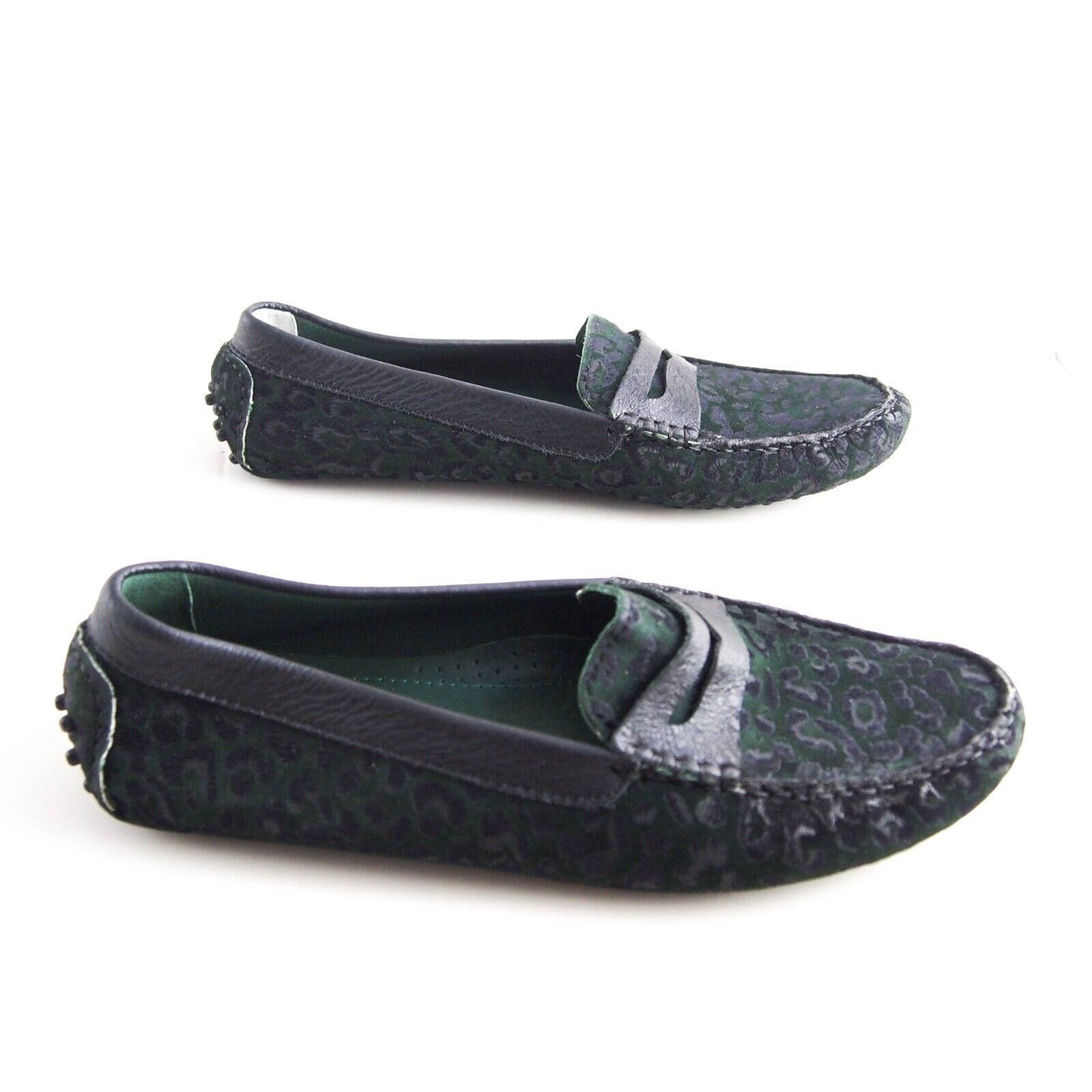 Repetto Penny Loafers Green Suede Black Leather FR 39 US 8