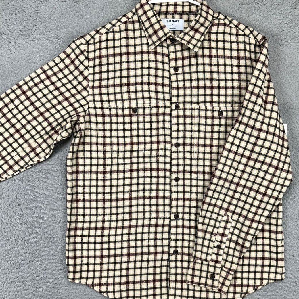 Old Navy VINTAGE Old Navy Flannel Shirt Mens M Tan Plaid Button-Up Size US M / EU 48-50 / 2 - 2 Thumbnail