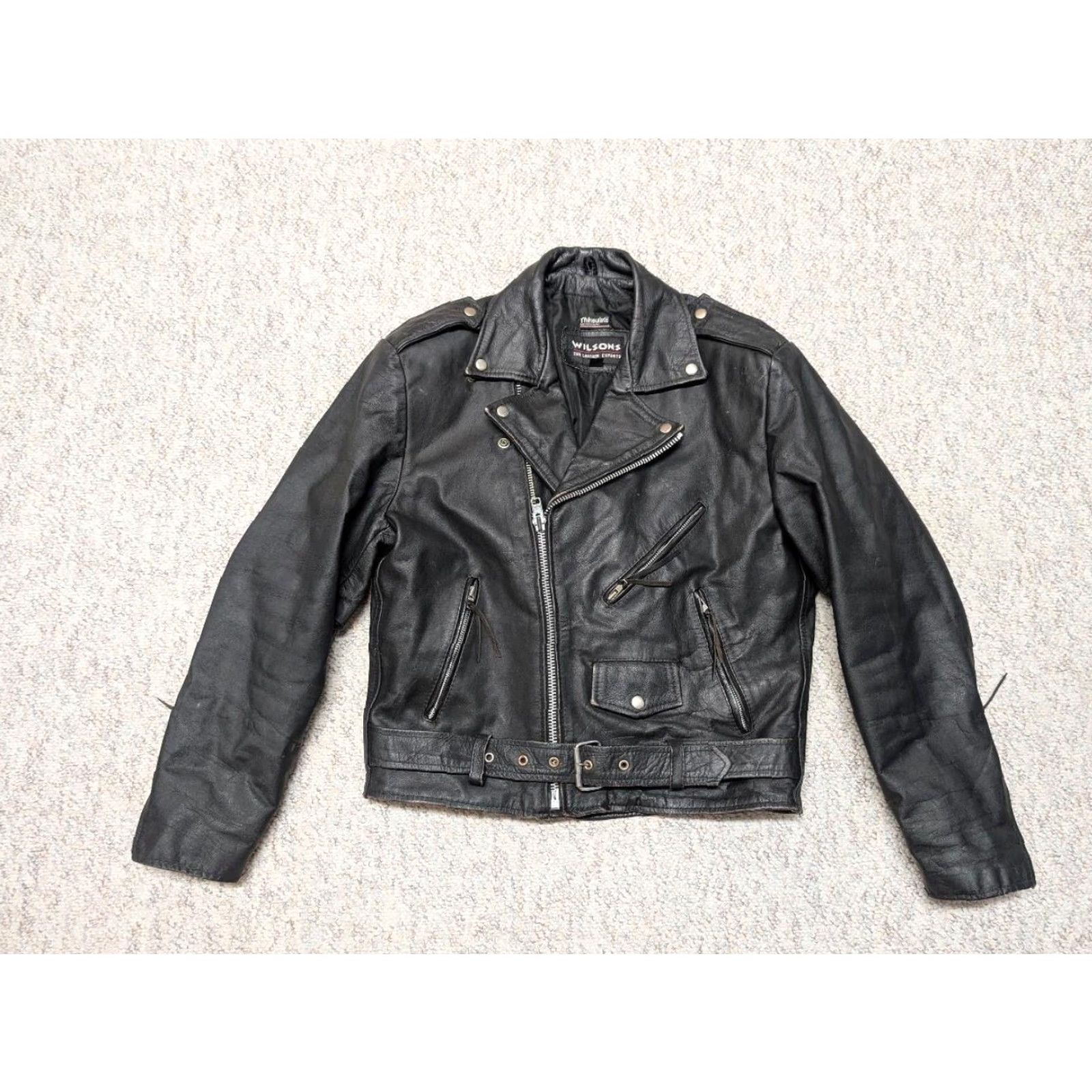 Vintage VINTAGE Wilsons motorcycle jacket Men M Black Leather 42 Open Road 1990s Biker Size US M / EU 48-50 / 2 - 2 Thumbnail