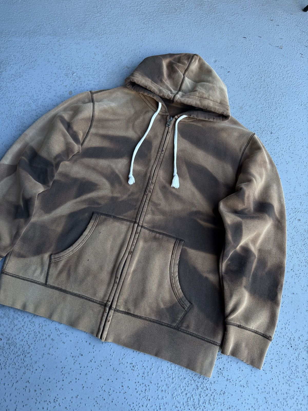 Vintage Faded distressed hoodie brown full zip vintage M-L Size US M / EU 48-50 / 2 - 8 Thumbnail