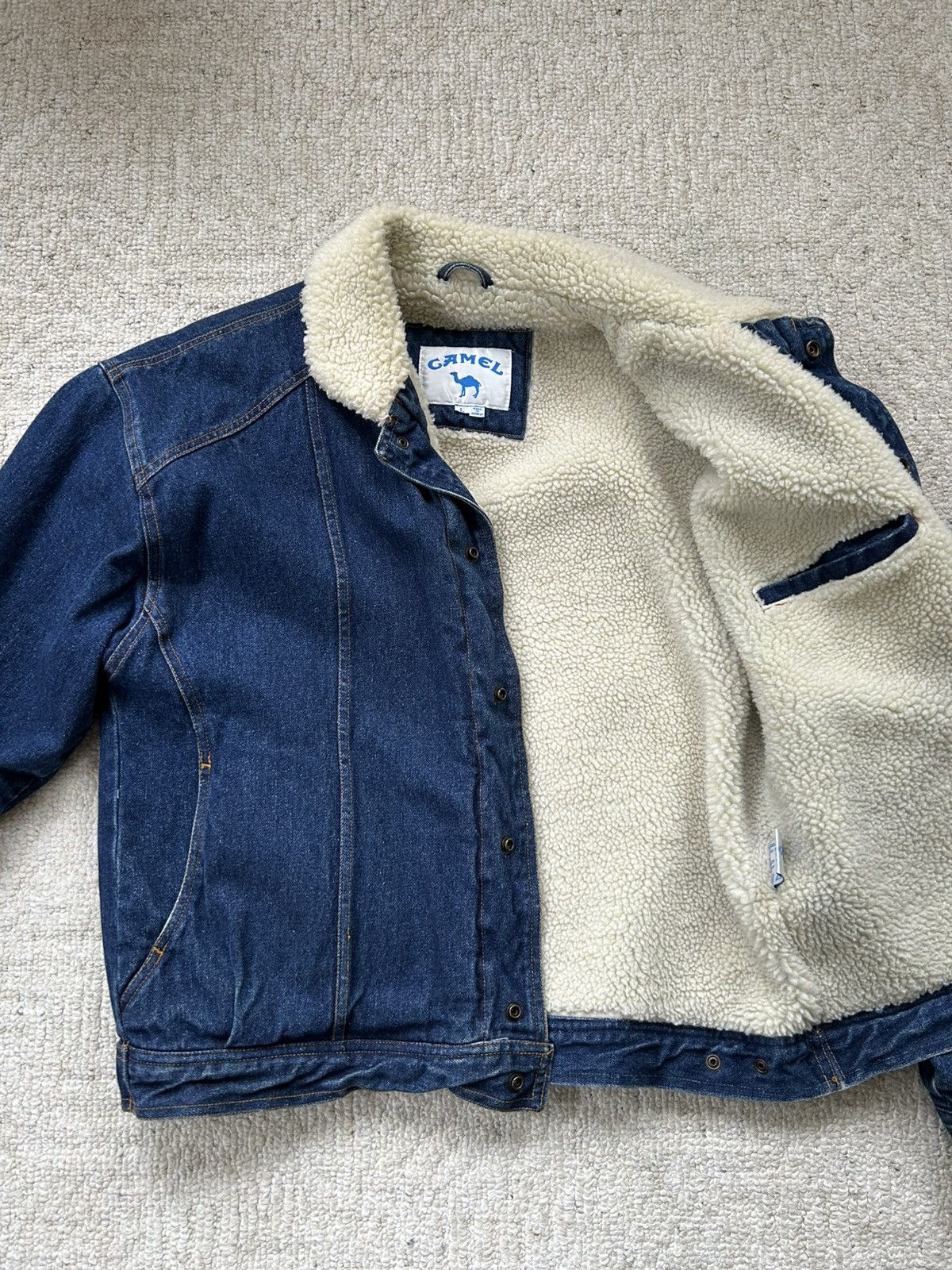 Camel vintage camel blue denim sherpa lined jacket Size US L / EU 52-54 / 3 - 3 Thumbnail