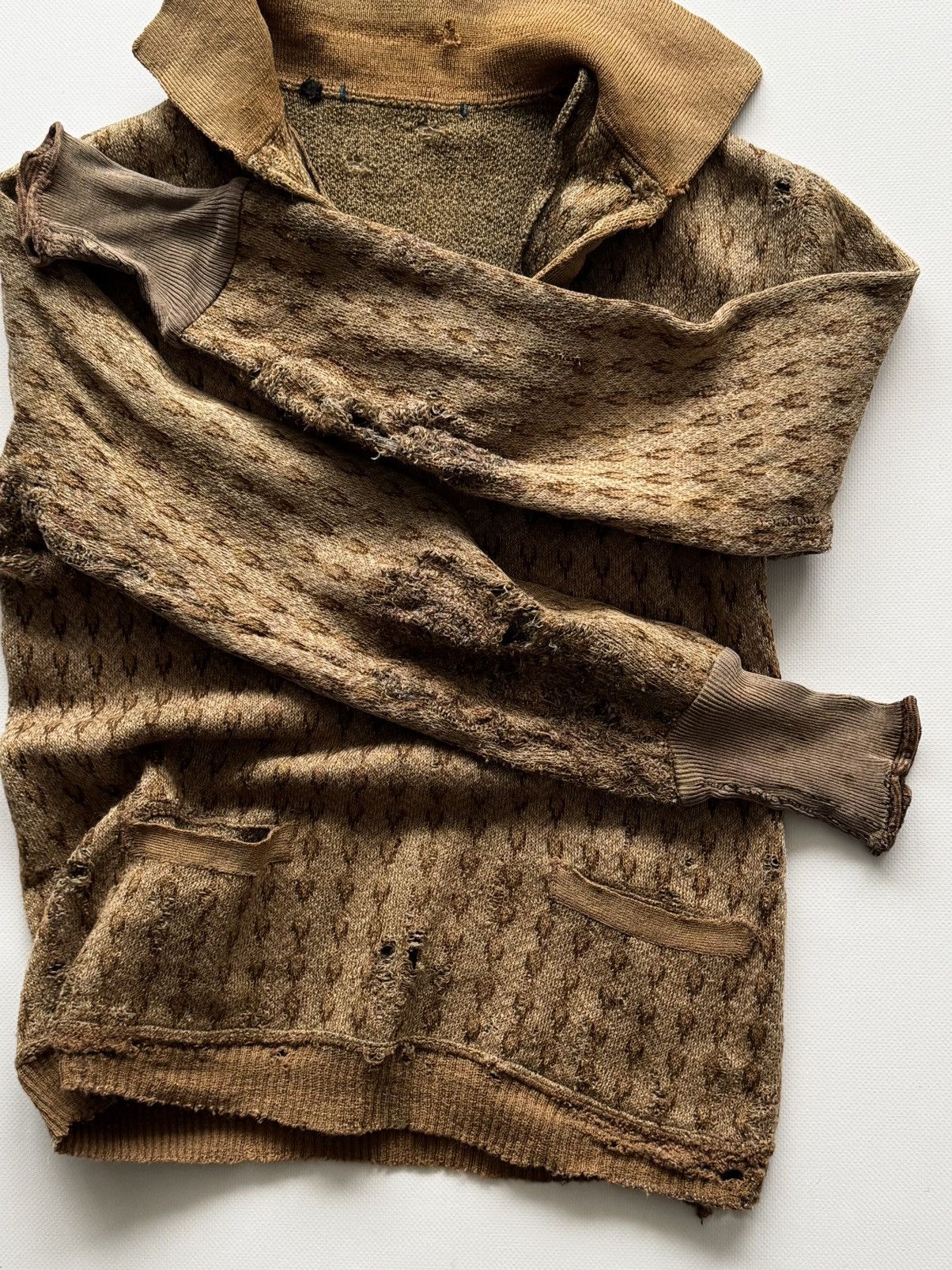 Vintage 1930s German Thrashed Avant Garde Wool Knit Sweater Size US S / EU 44-46 / 1 - 5 Thumbnail