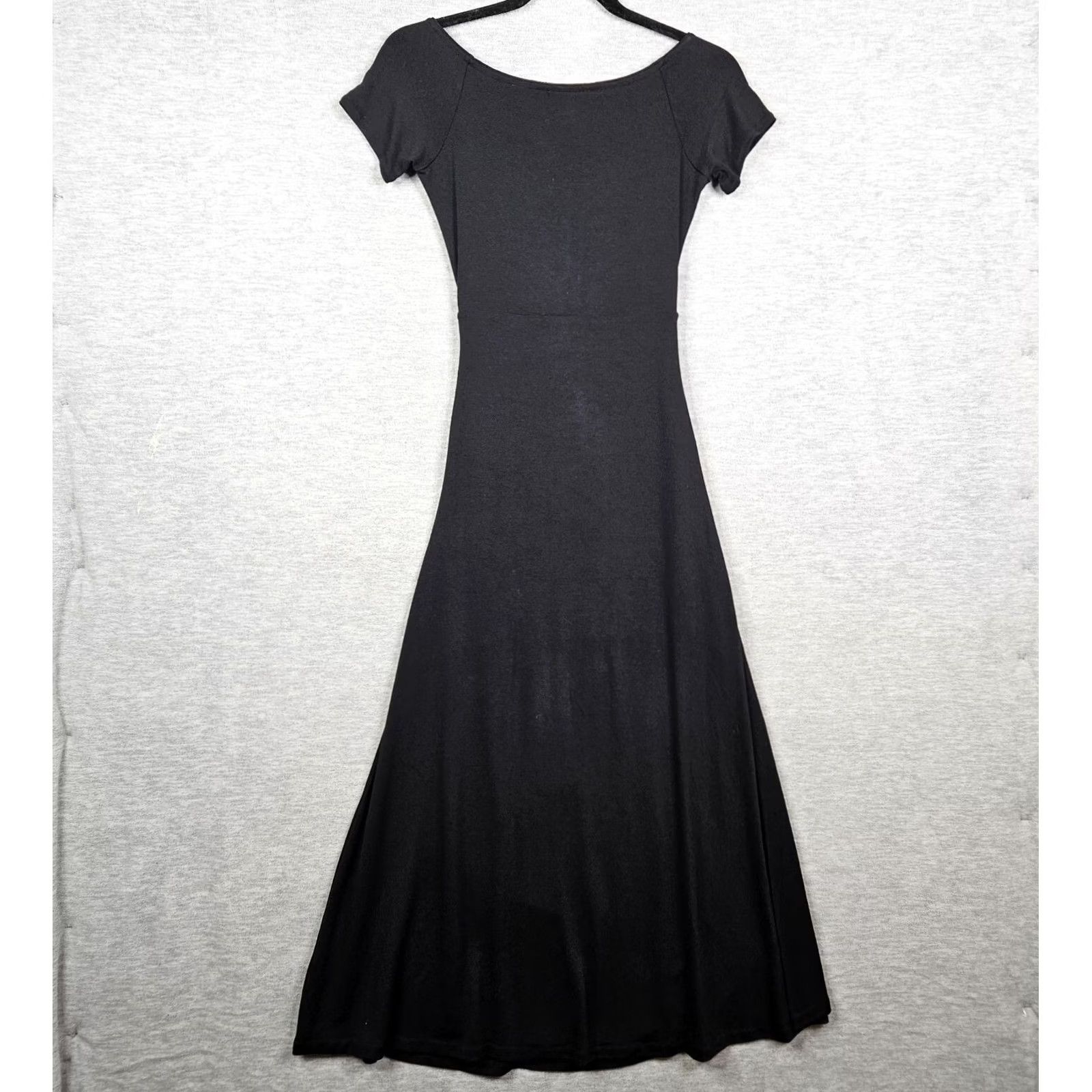 Vince Vince Dress Women's Maxi Wrap Effect Black XS Short Sleeve V-Neck Slim Solid Pattern XS Womens Size 26" / US 2 / IT 38 - 3 Thumbnail