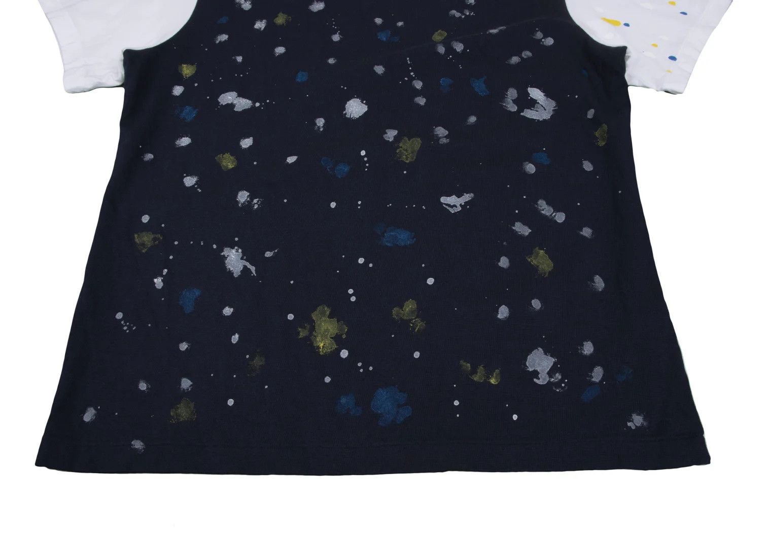 Jean Paul Gaultier Paint Print Cut T-Shirt in White and Navy for Men Size US M / EU 48-50 / 2 - 7 Thumbnail