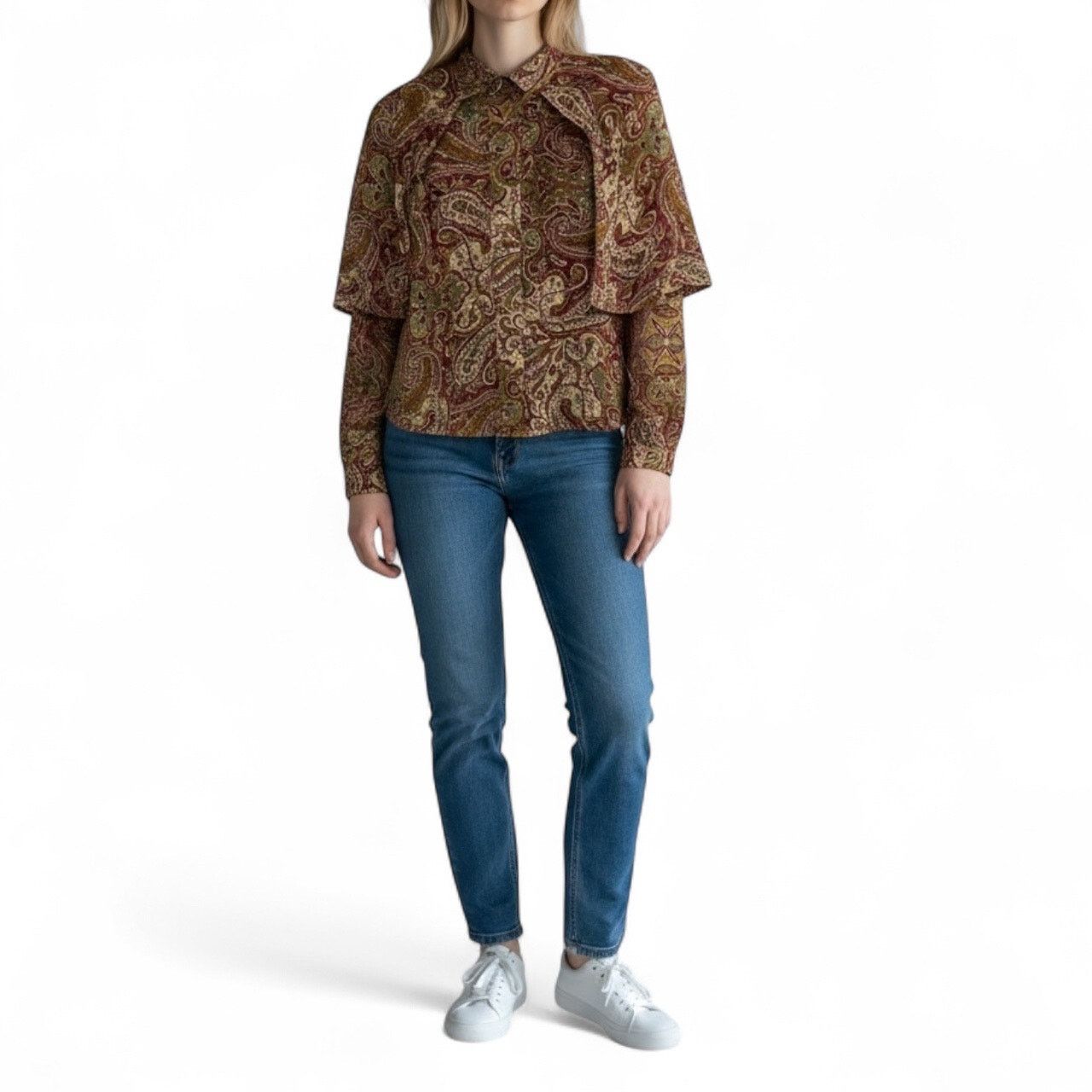 Vintage San André Vintage 90s paisley button up blouse attached cape Size M / US 6-8 / IT 42-44 - 1 Thumbnail