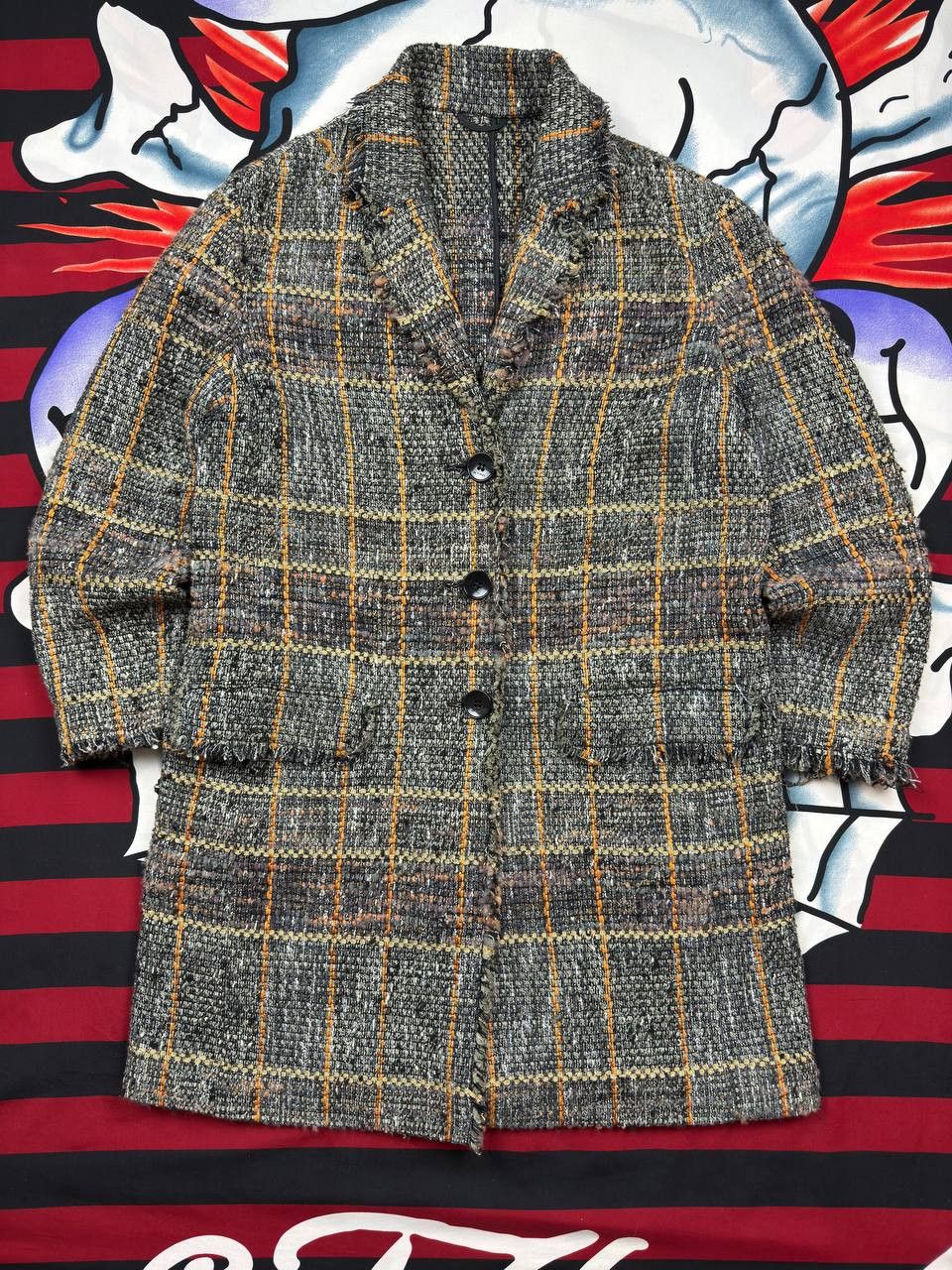ETRO Luxury blend PLAID TWEED Blazer coat Jacket Size 42