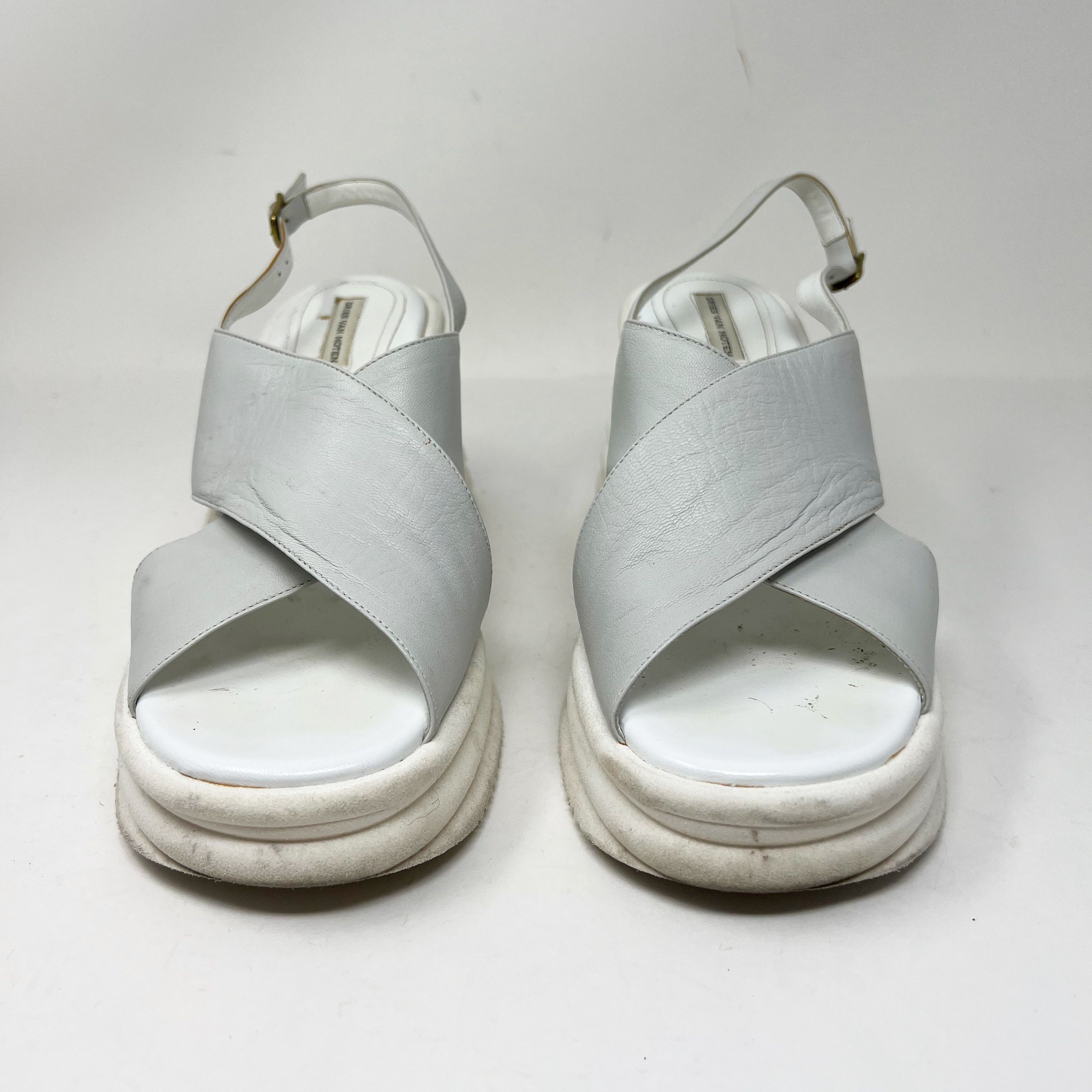 Dries Van Noten Grey Cross Strap Slingback Platform