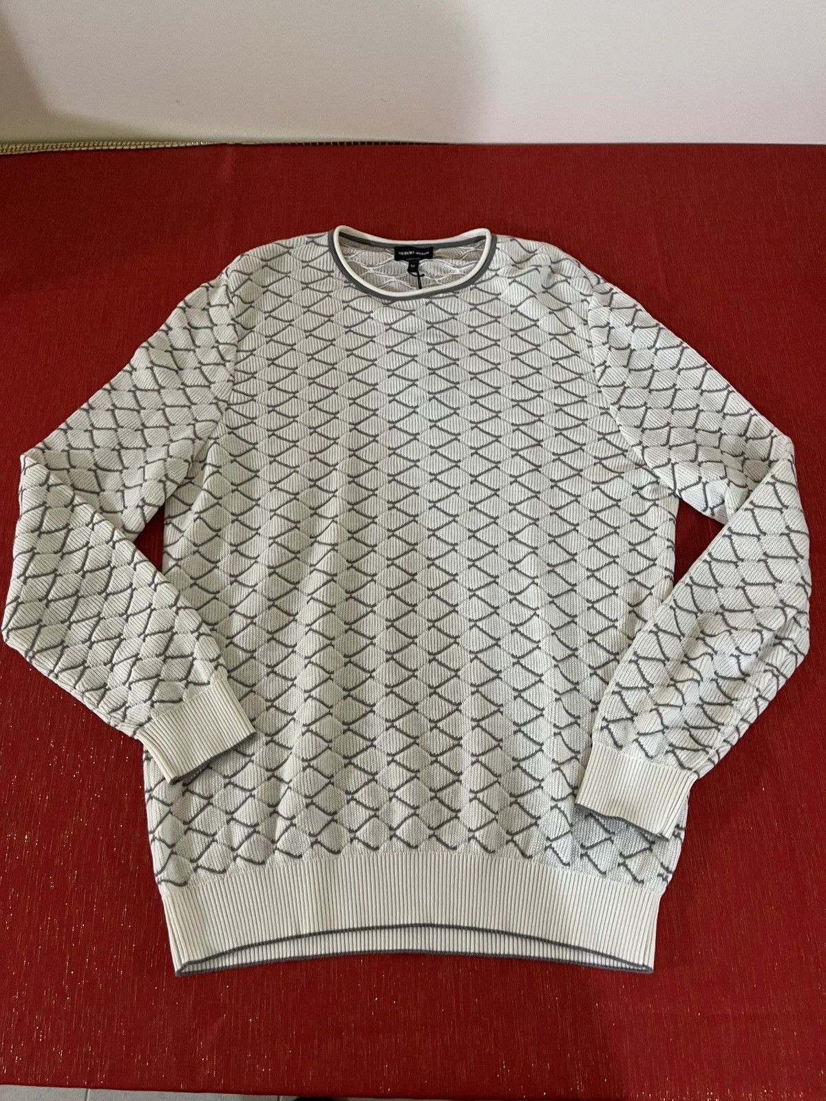 Giorgio Armani Giorgio Armani Cotton And Cashmere Zig-Zag Sweater Sz 54 Size US L / EU 52-54 / 3 - 9 Thumbnail