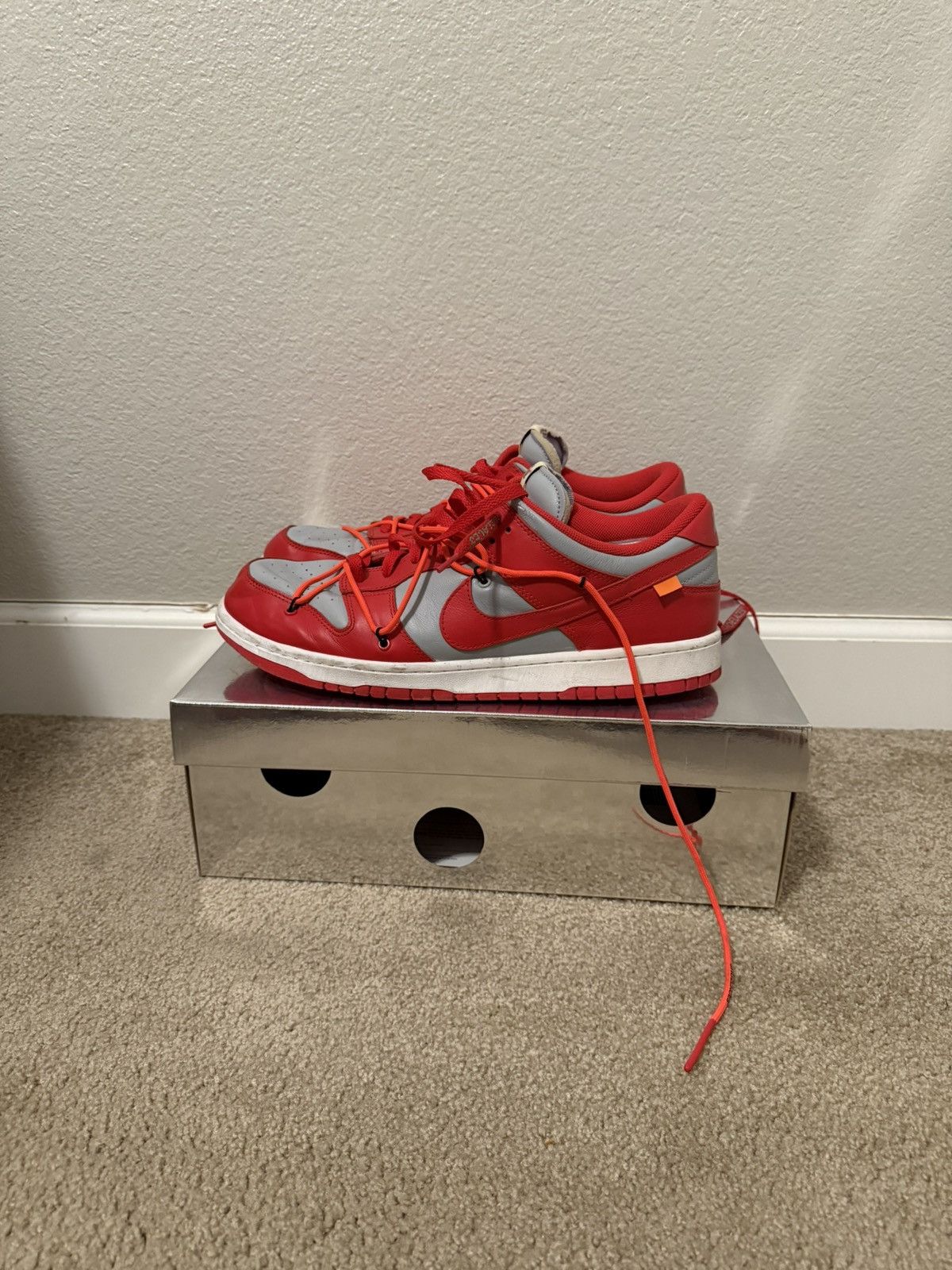 Nike × Off-White Off White Dunk Red/Grey Size US 14 / EU 47 - 3 Thumbnail