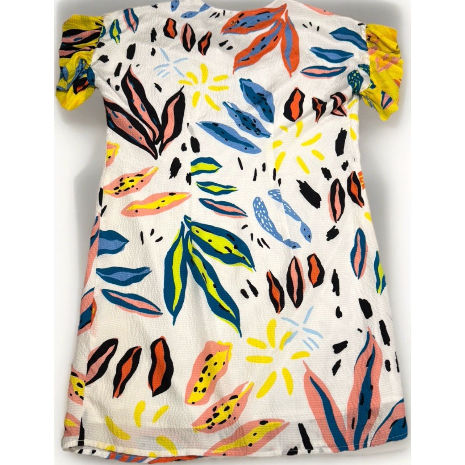 Vintage Marie Oliver Dress Women XS White 100% Silk Tropical Leaf Print Size XS / US 0-2 / IT 36-38 - 6 Thumbnail