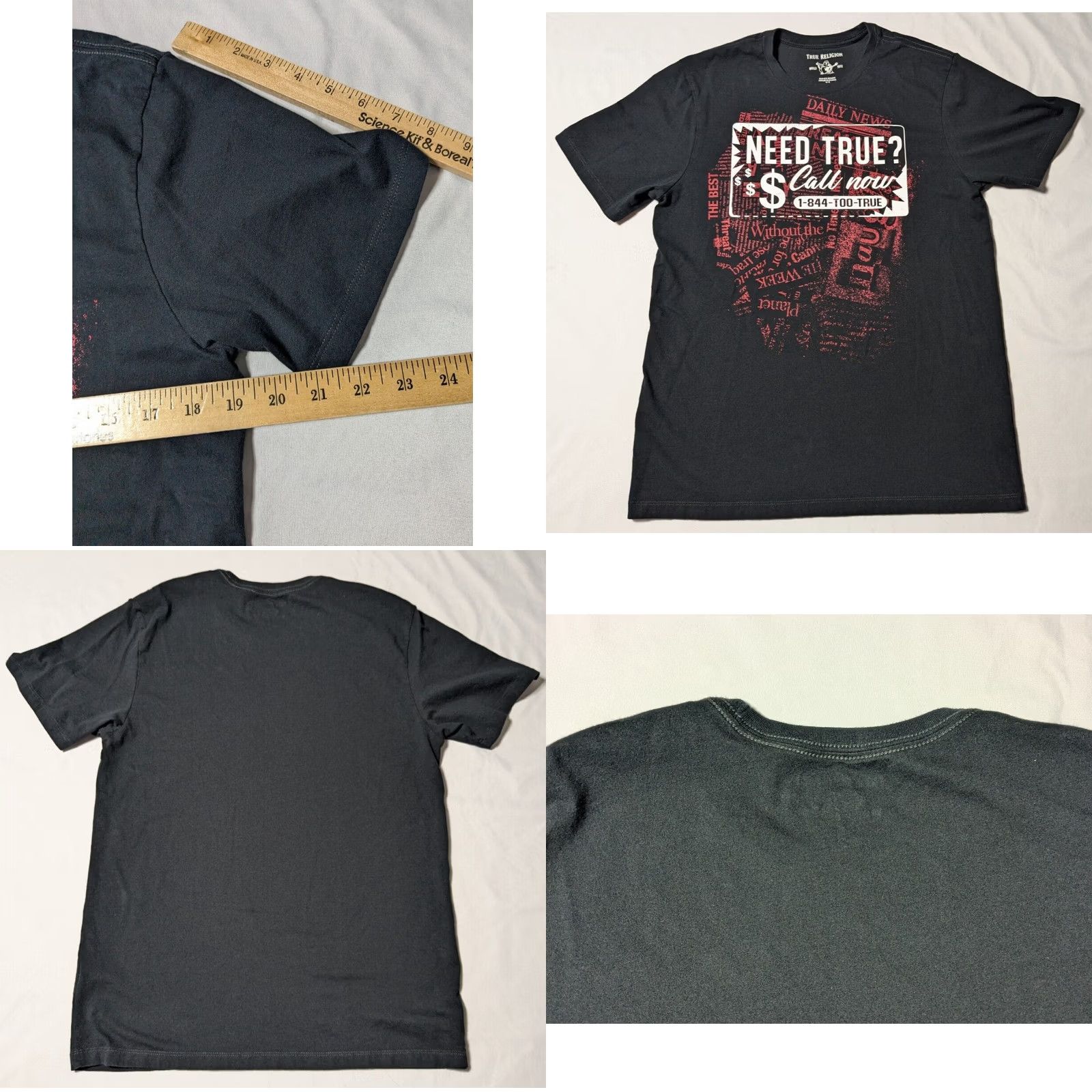 True Religion TRUE RELIGION NEED TRUE? CALL NOW Men M Black Cotton T-Shirt Size US M / EU 48-50 / 2 - 8 Thumbnail