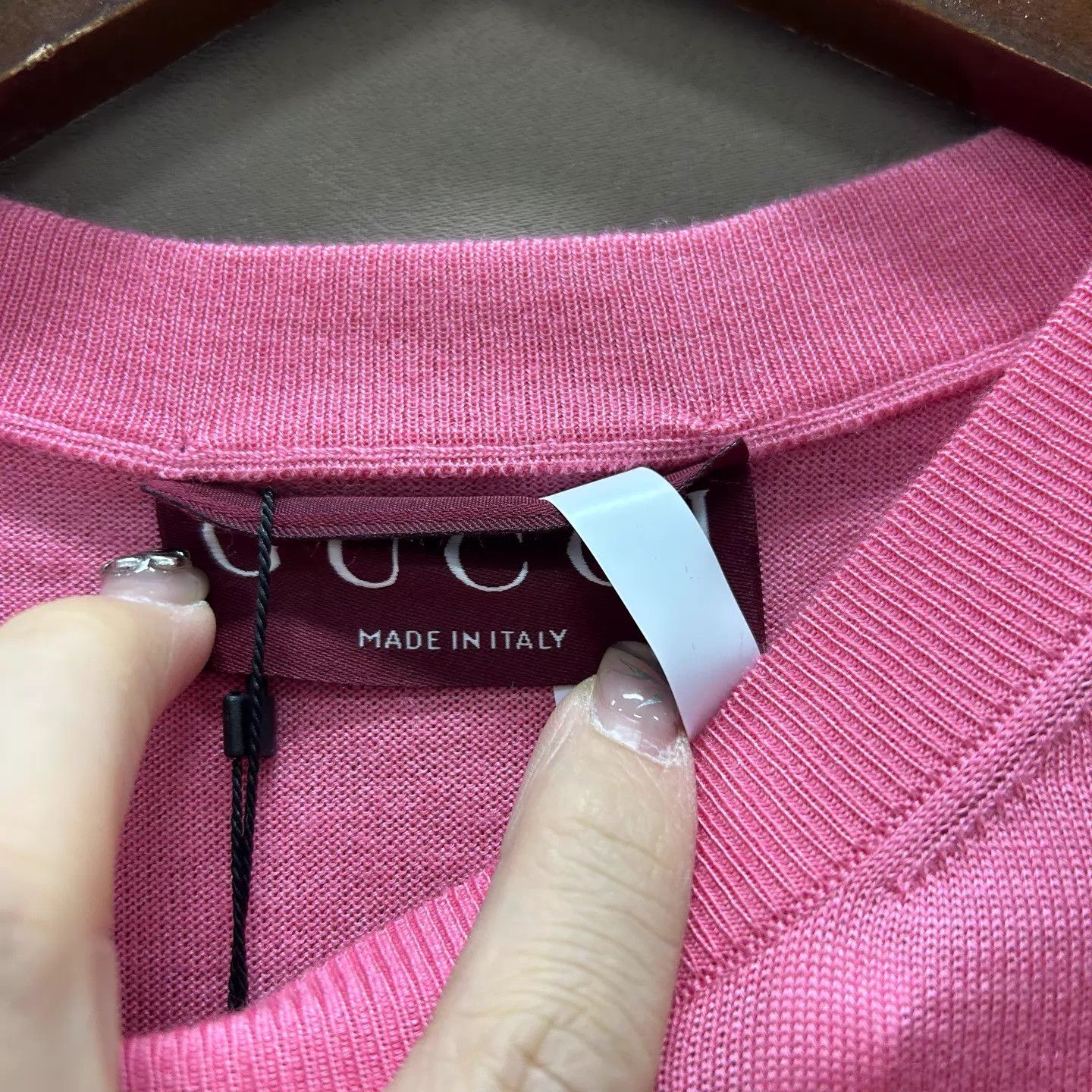 Gucci GUCCI Pink Cashmere Silk Logo Short Sleeve Knit S Size S / US 4 / IT 40 - 3 Thumbnail