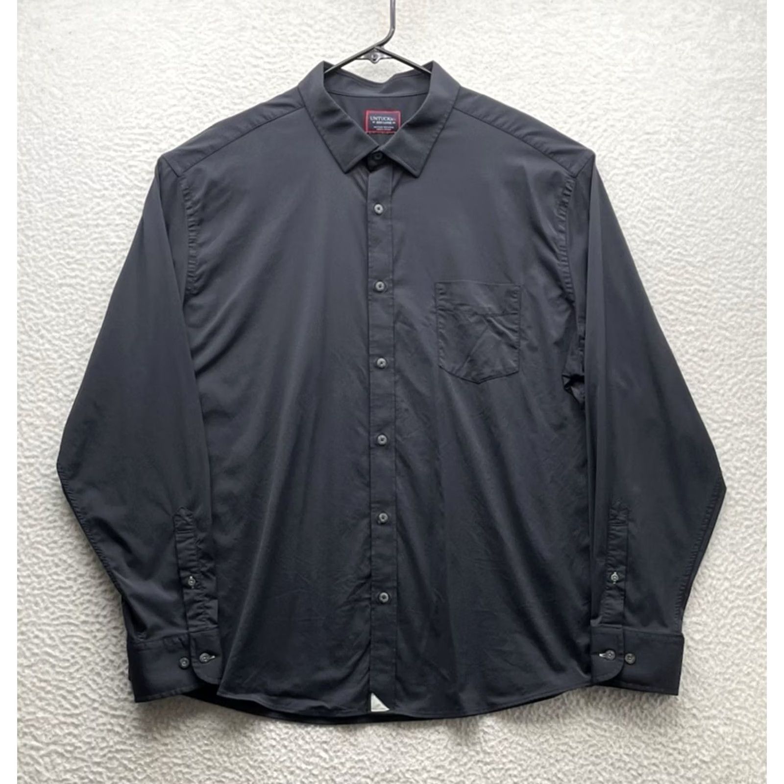 UNTUCKit UNTUCKit Shirt Mens 3XL Black Nylon Spandex Button Up Stretch Performance Casual Business, Travel Size US XXL / EU 58 / 5 - 2 Thumbnail