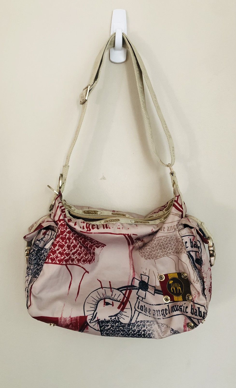 image of L A M B x Lesportsac L.a.m.b. X Lesportsac 2003 Nylon Shoulder Bag in Pink/Brown, Women's