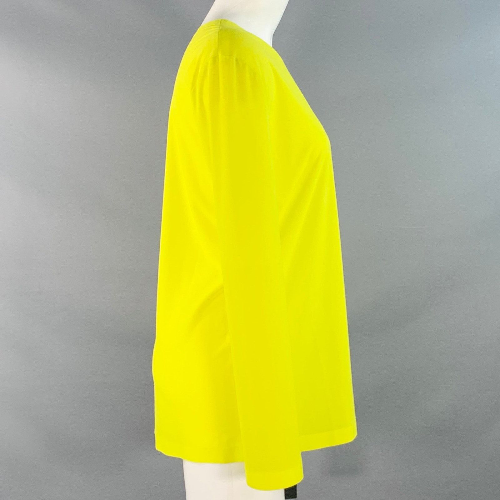 Norma Kamali NORMA KAMALI S Yellow Neon Polyester Crew Neck Casual Top Size S / US 4 / IT 40 - 2 Thumbnail