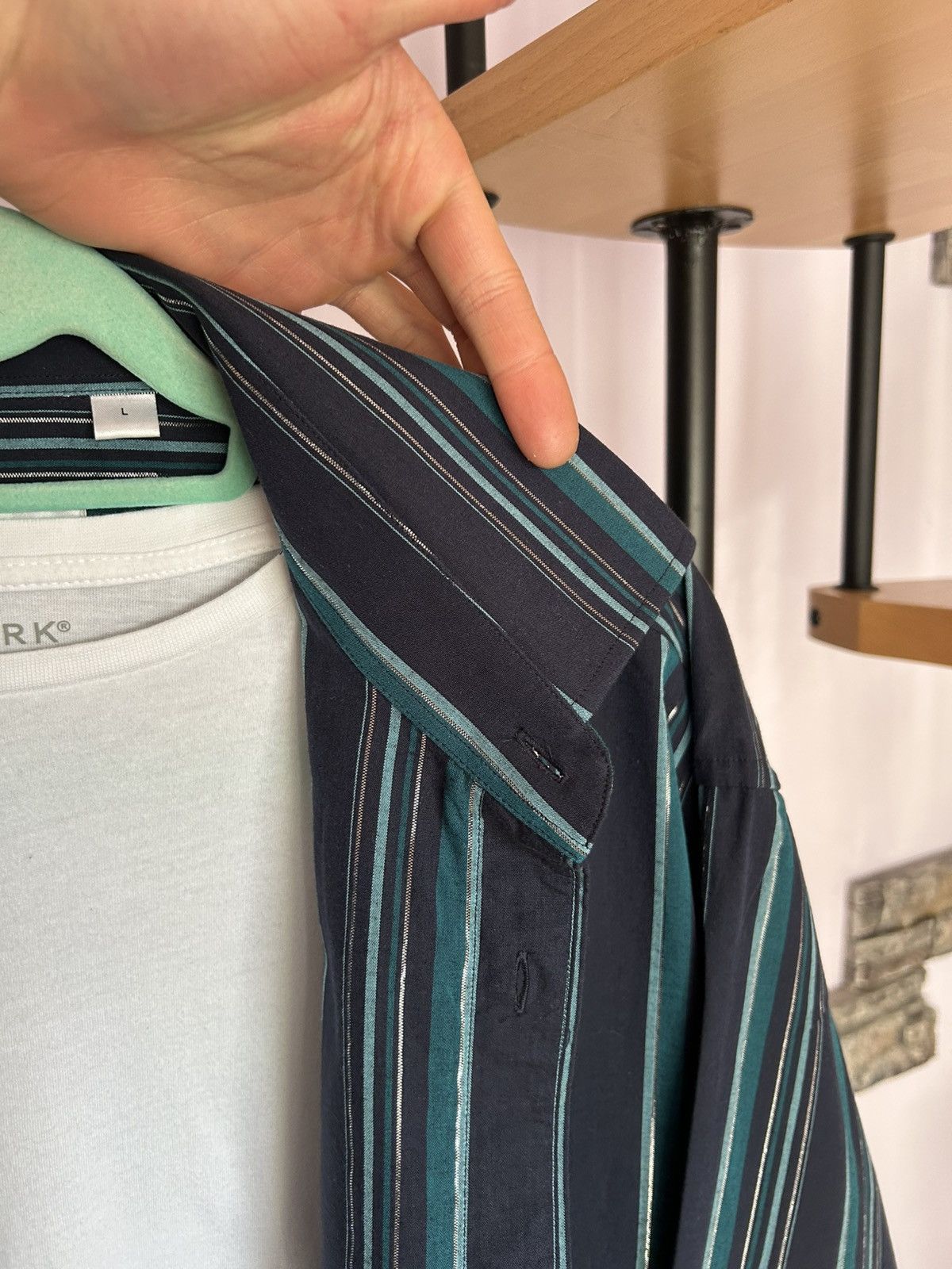 Saint Laurent Paris Vintage Yves Saint Laurent Striped Shirt Size US L / EU 52-54 / 3 - 4 Thumbnail