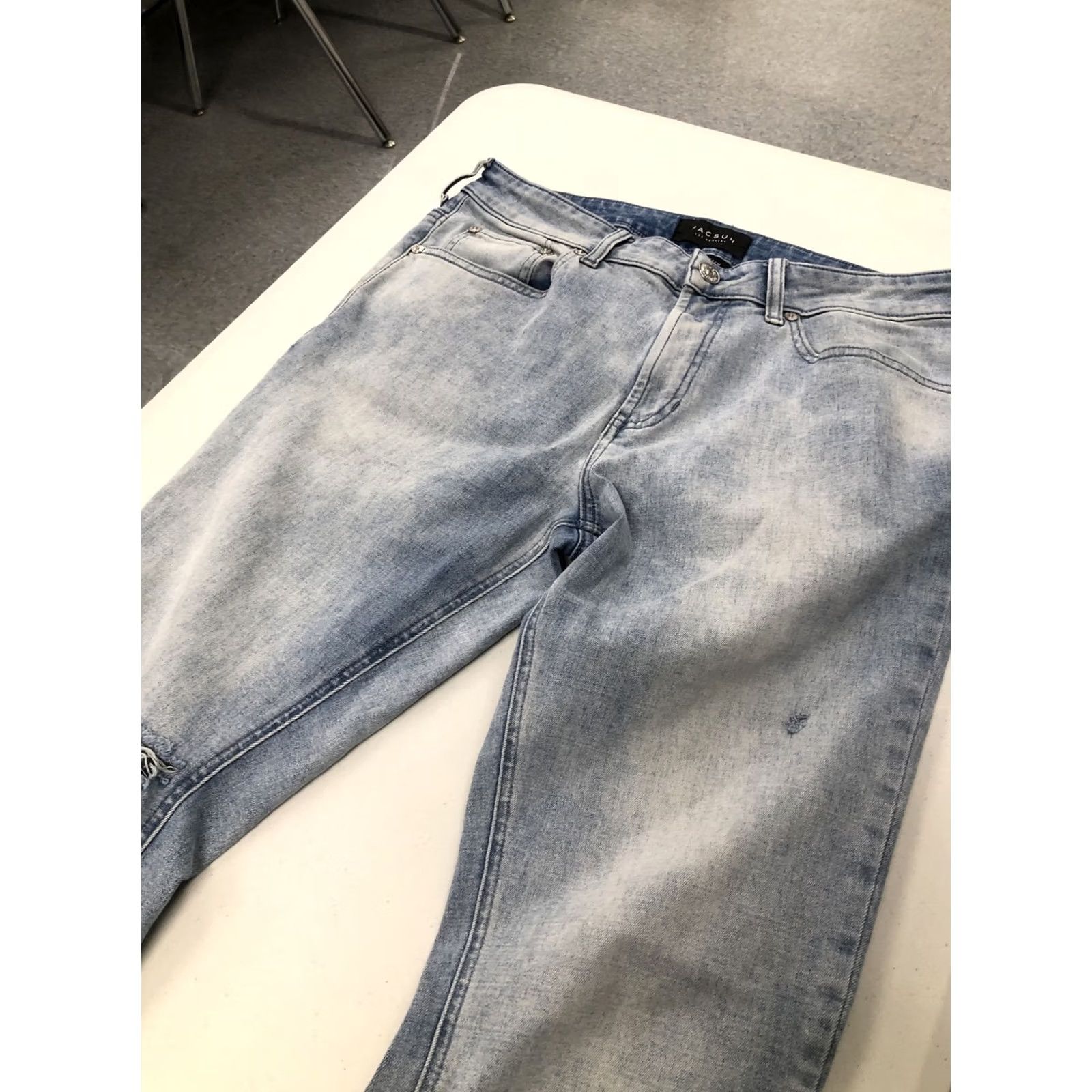Pacsun Pacsun Jeans Mens 32x29 Skinny Light Wash Distressed Active Stretch Denim Slim Jeans Mens Size US 32 / EU 48 - 3 Thumbnail