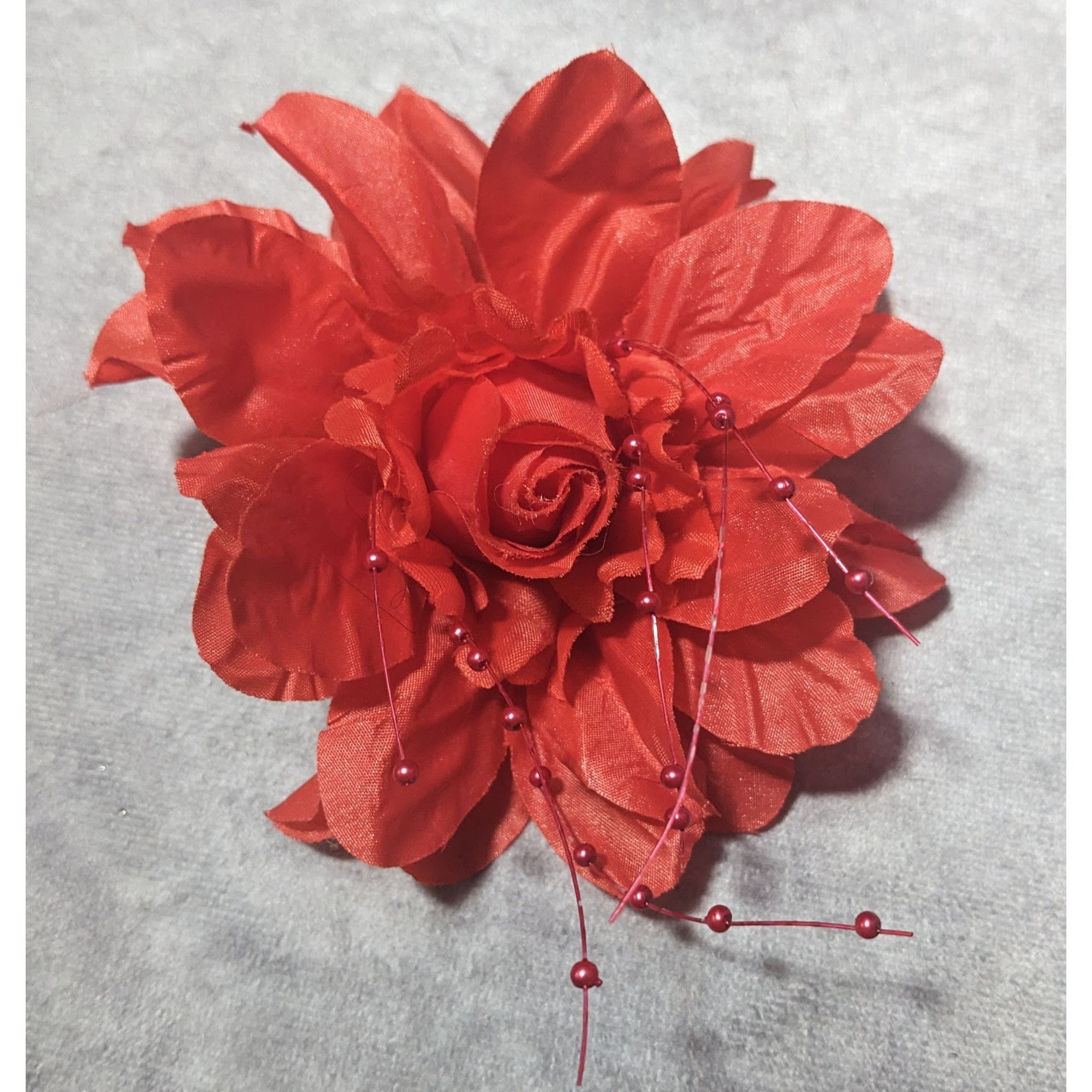 Other Red Floral Cottagecore Brooch With Bead Accents Size ONE SIZE - 4 Thumbnail