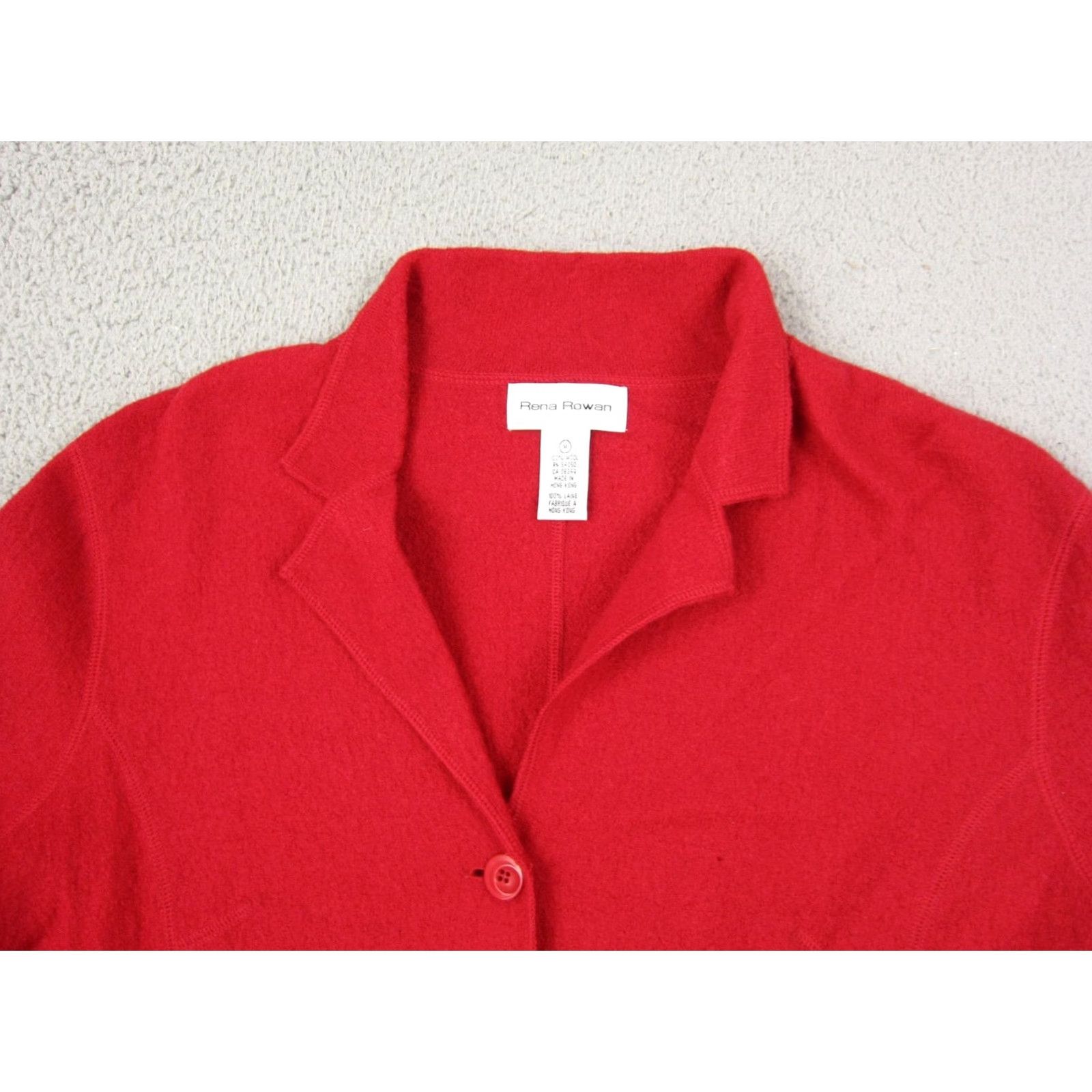 Vintage Rena Rowan Sweater Cardigan Womens M Red Wool 90s Vintage Casual Button Knit Wool 90s Womens Size M / US 6-8 / IT 42-44 - 2 Thumbnail